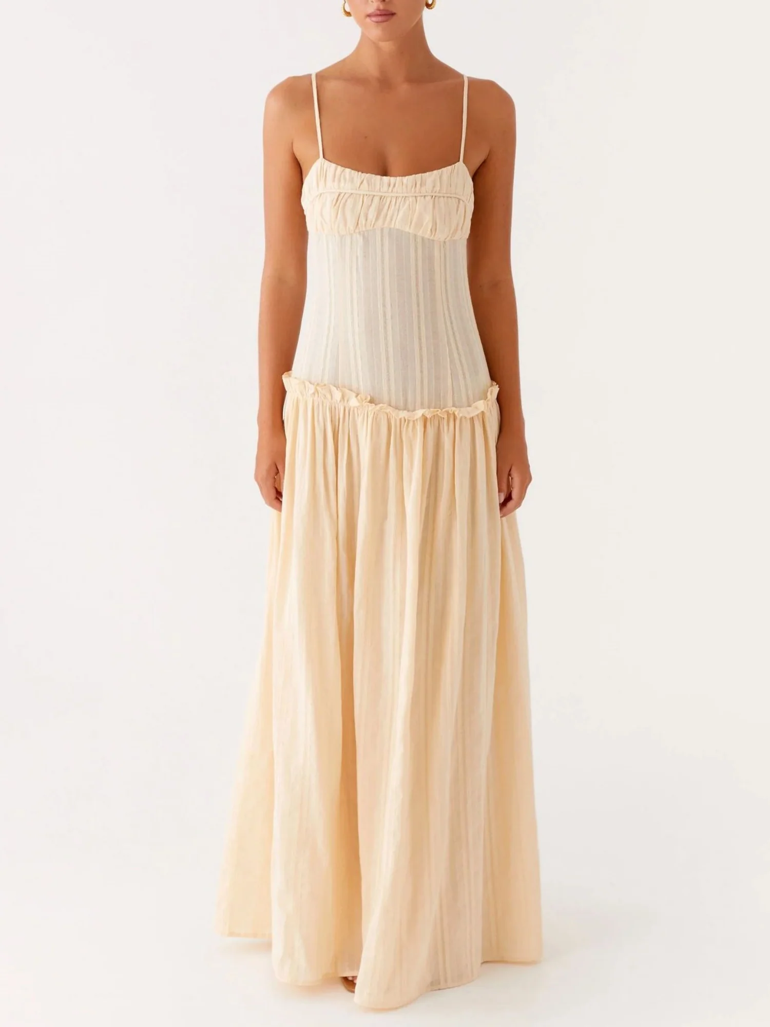 Ruffled Edges Camisoles Sweet Maxi Dresses