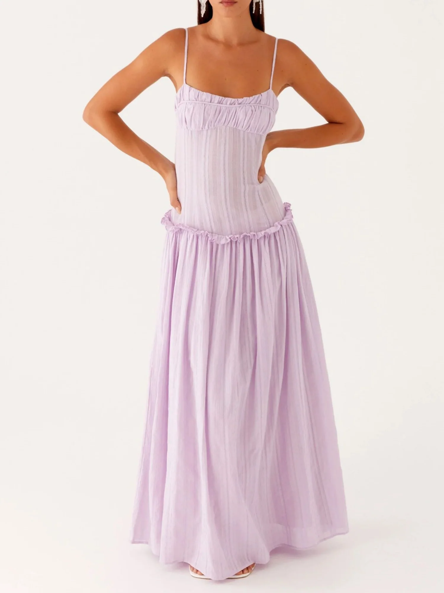 Ruffled Edges Camisoles Sweet Maxi Dresses - Image 11