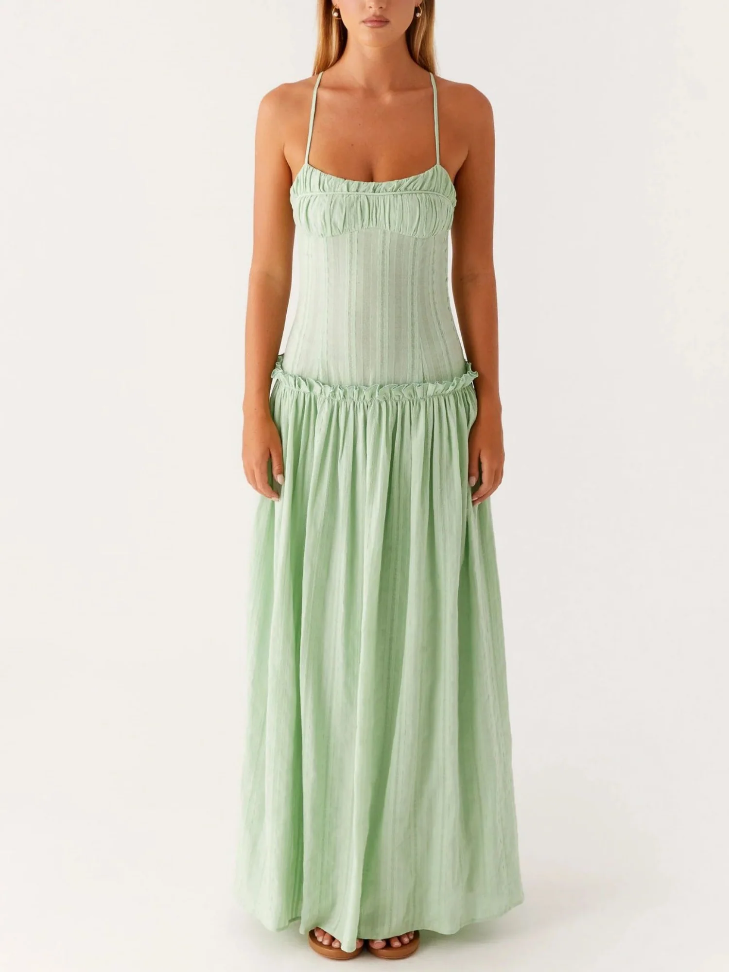 Ruffled Edges Camisoles Sweet Maxi Dresses - Image 12
