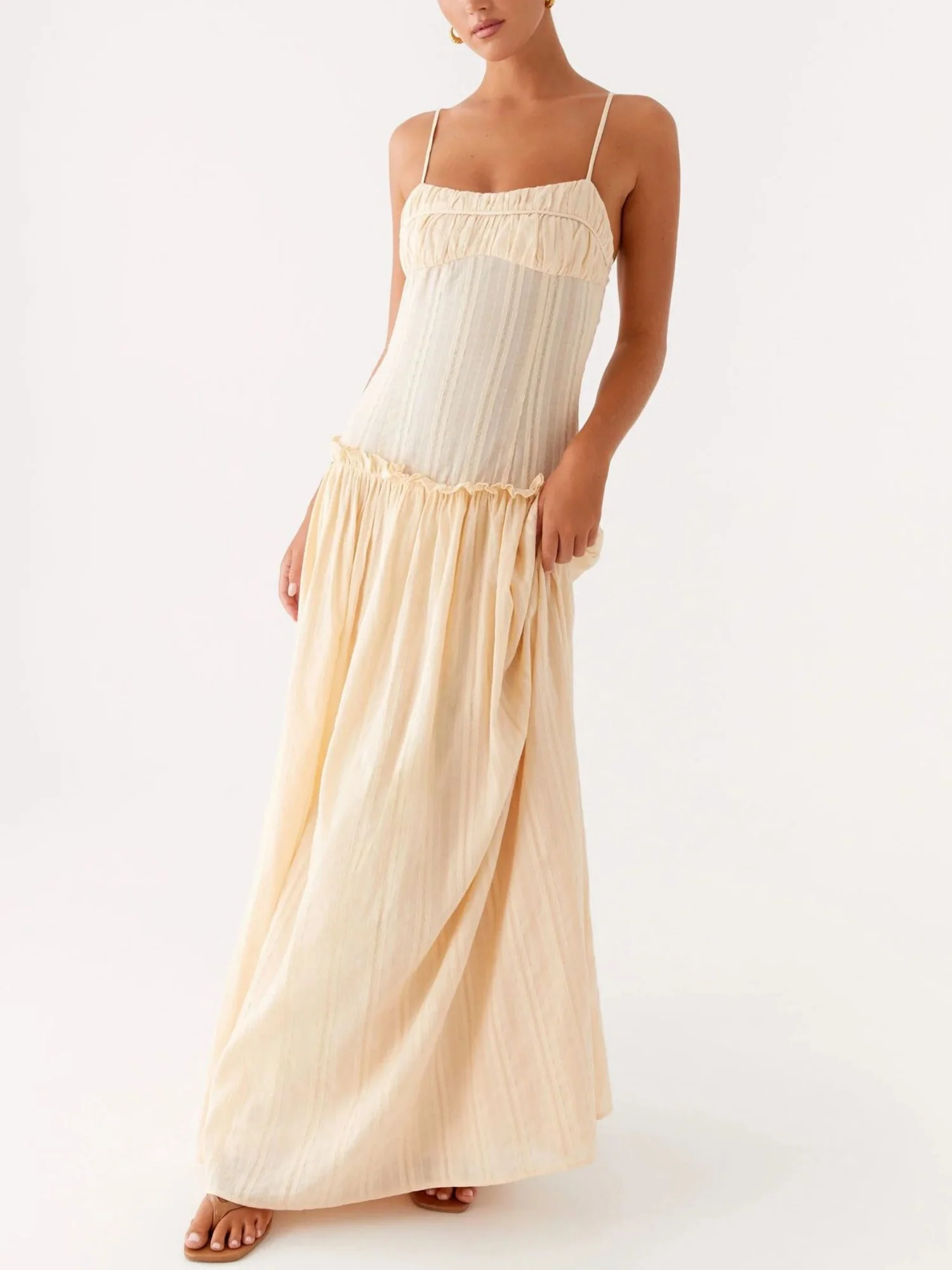 Ruffled Edges Camisoles Sweet Maxi Dresses - Image 2