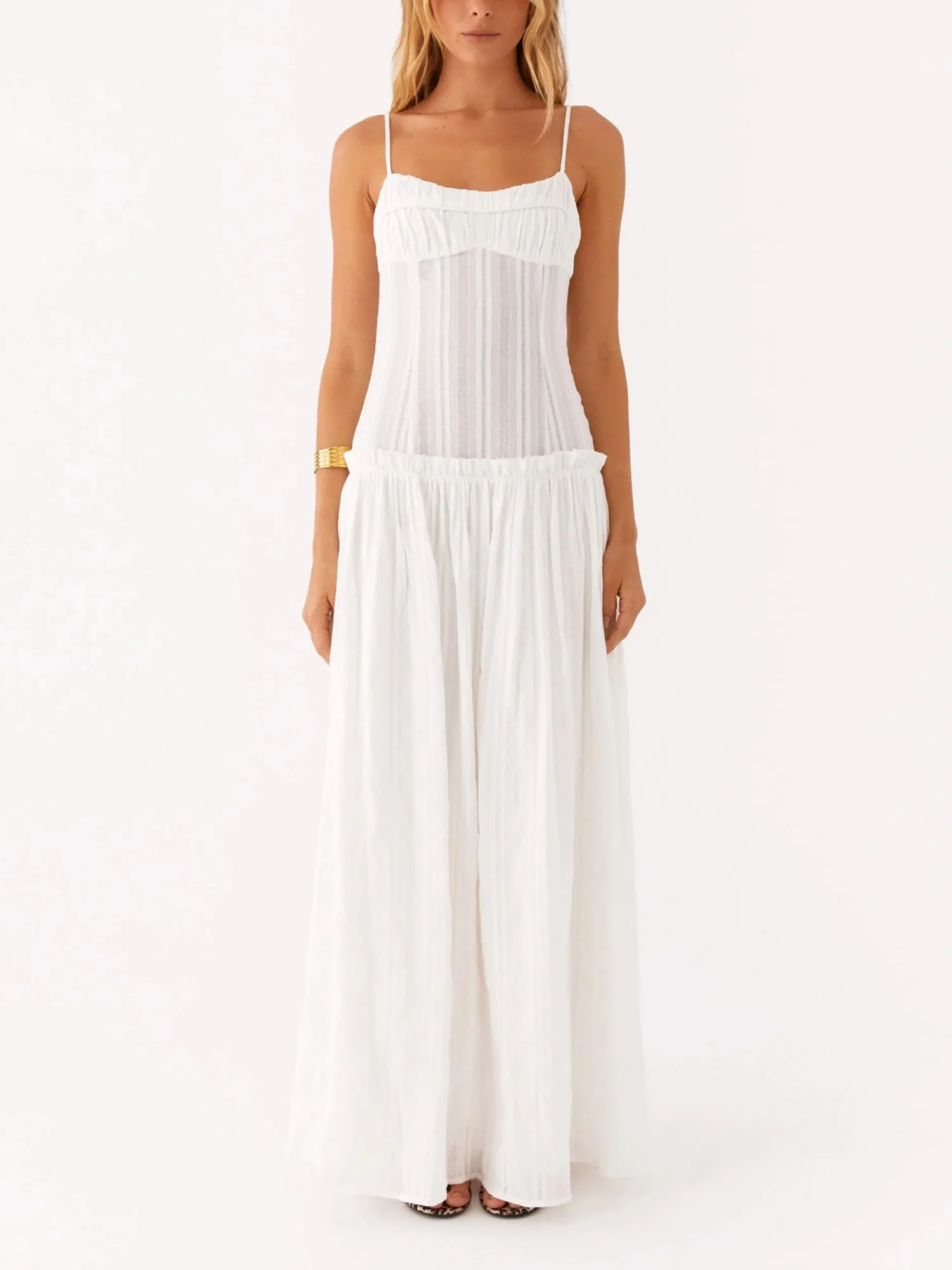 Ruffled Edges Camisoles Sweet Maxi Dresses - Image 3