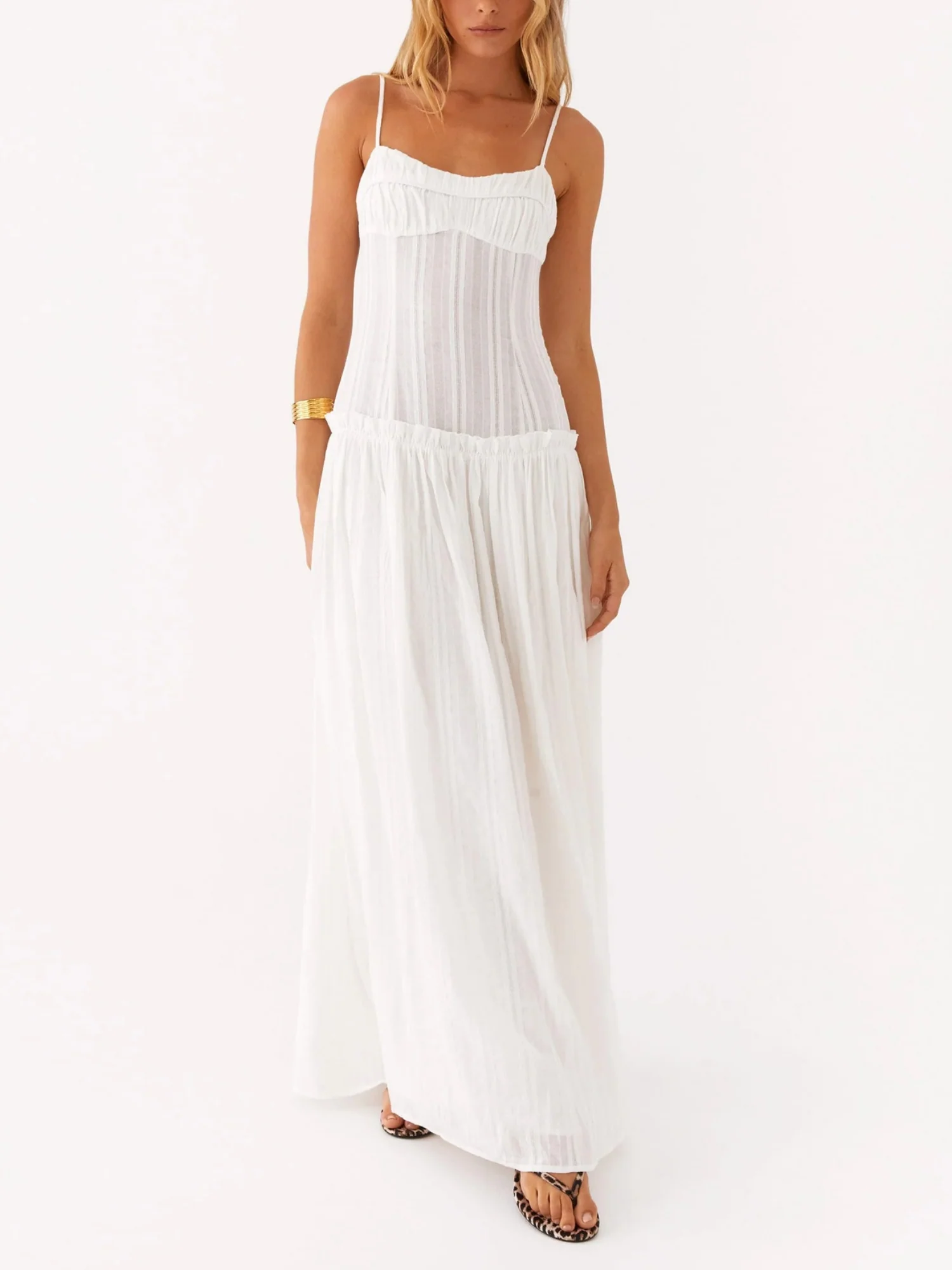 Ruffled Edges Camisoles Sweet Maxi Dresses - Image 4
