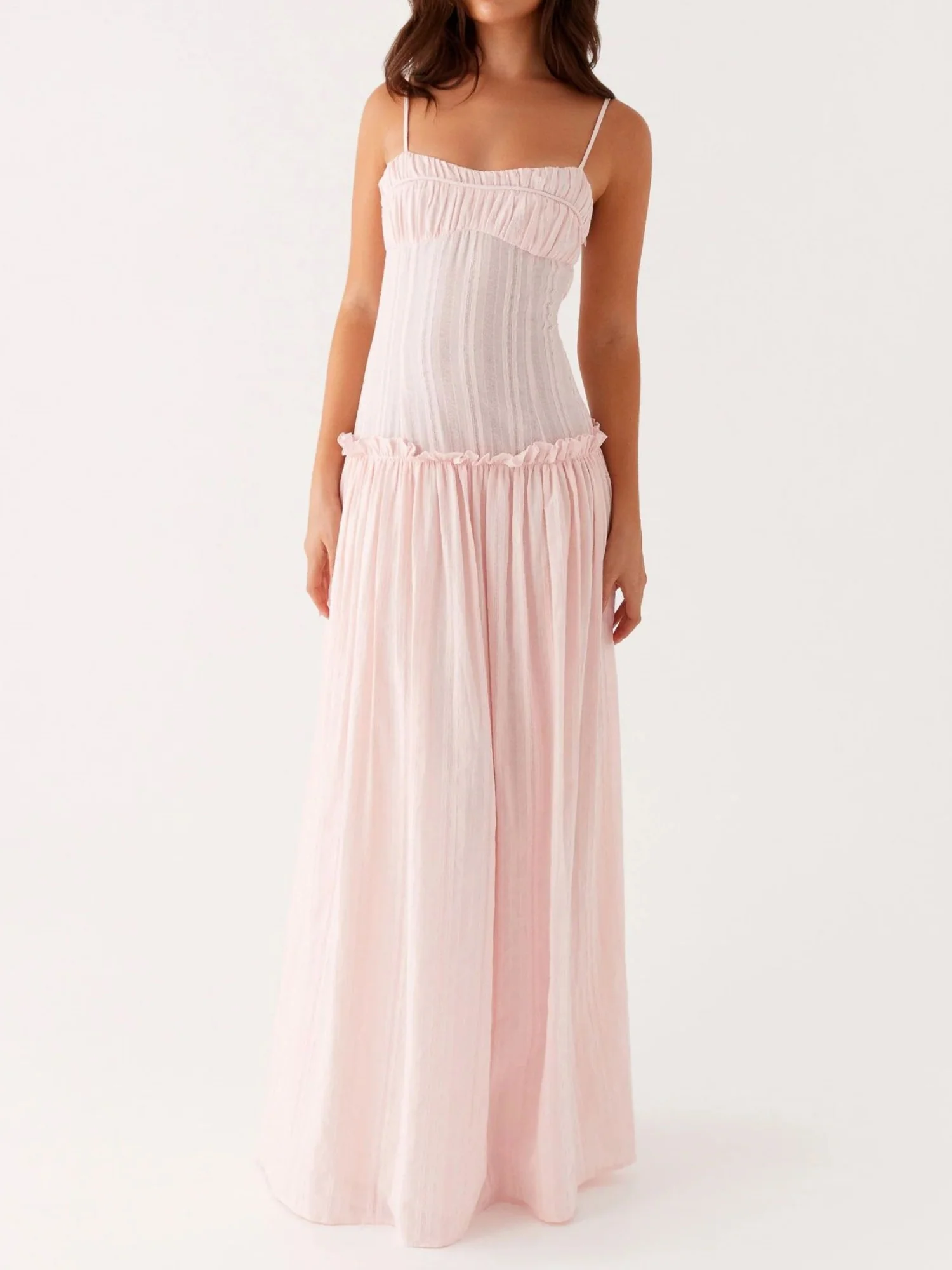 Ruffled Edges Camisoles Sweet Maxi Dresses - Image 5