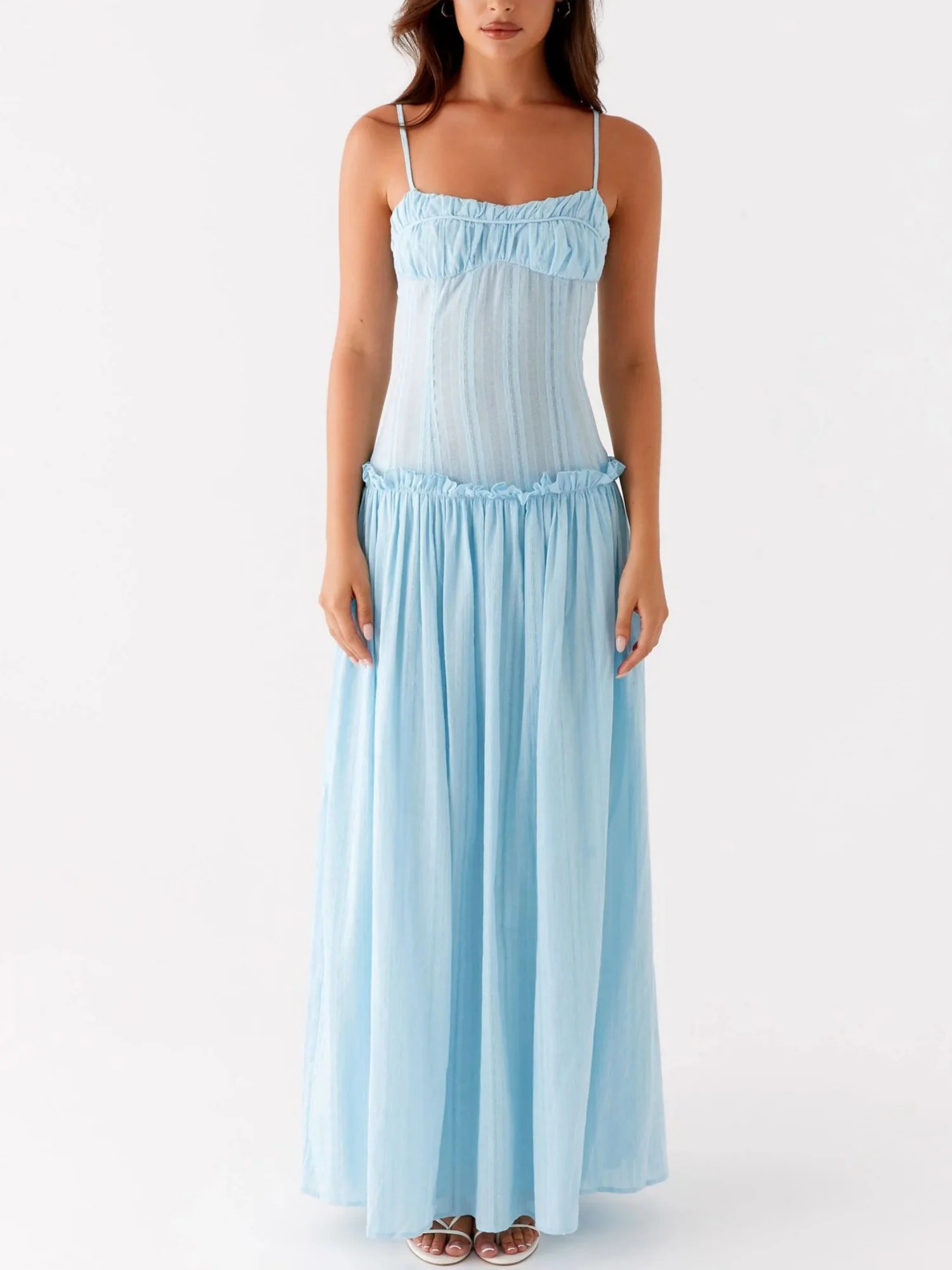 Ruffled Edges Camisoles Sweet Maxi Dresses - Image 8