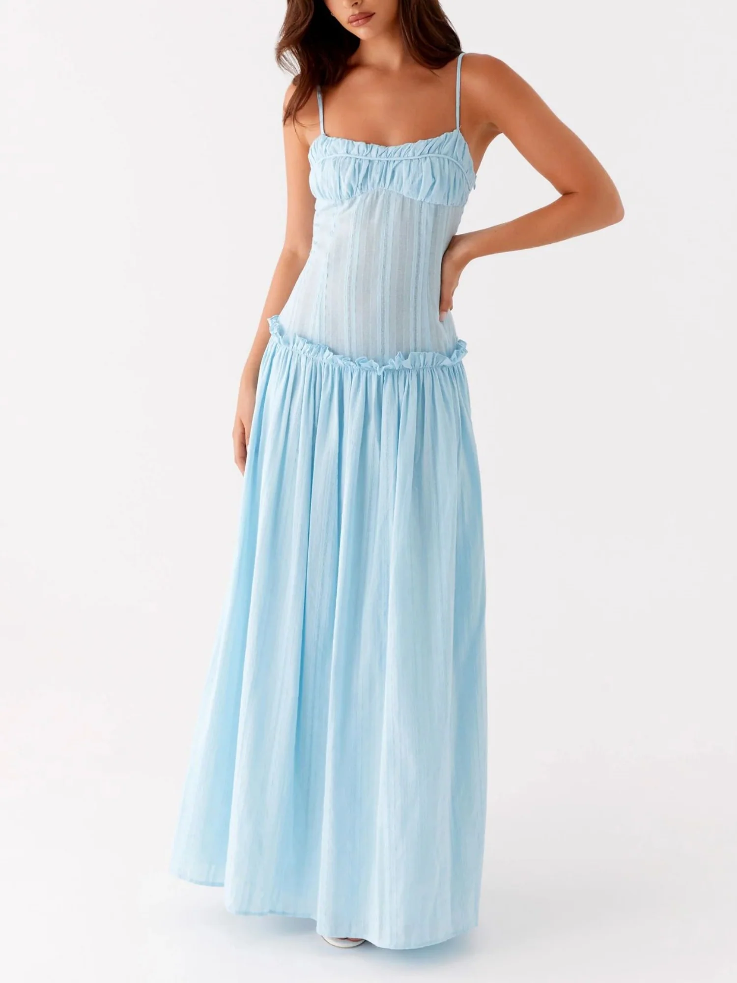 Ruffled Edges Camisoles Sweet Maxi Dresses - Image 9