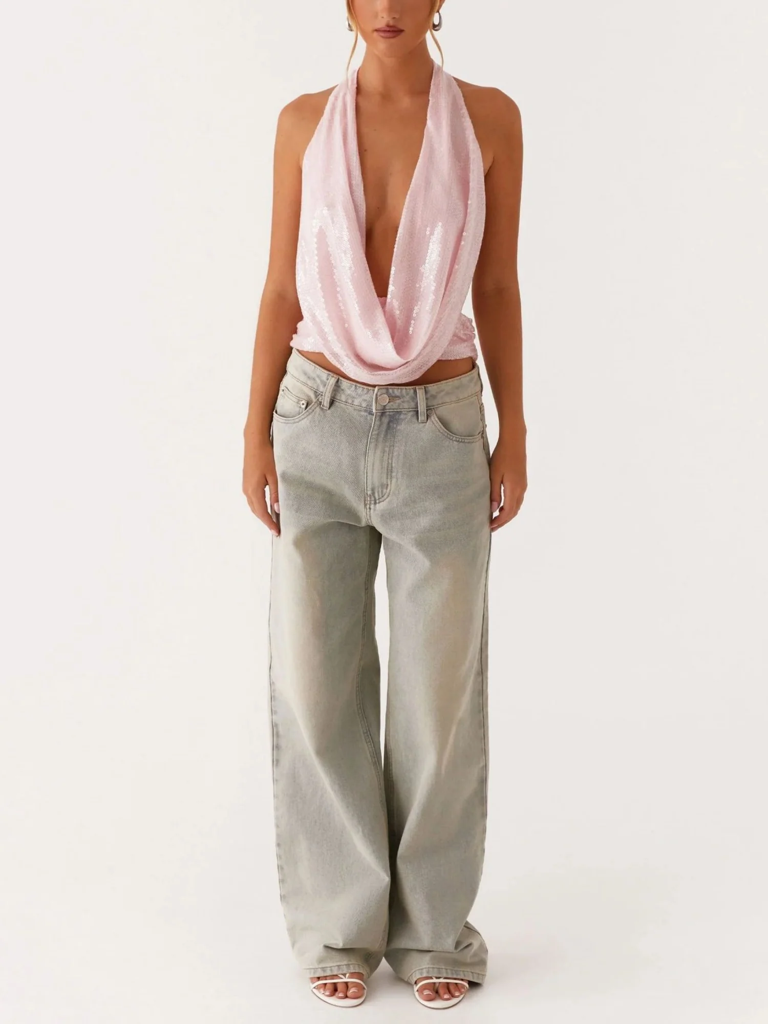 Sequined Halter Neck Backless Tie Sexy Suspenders - Image 4
