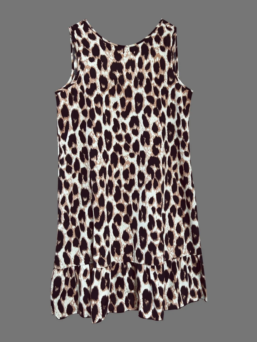 Leopard Print A-line Sleeveless Short Dress - Image 6