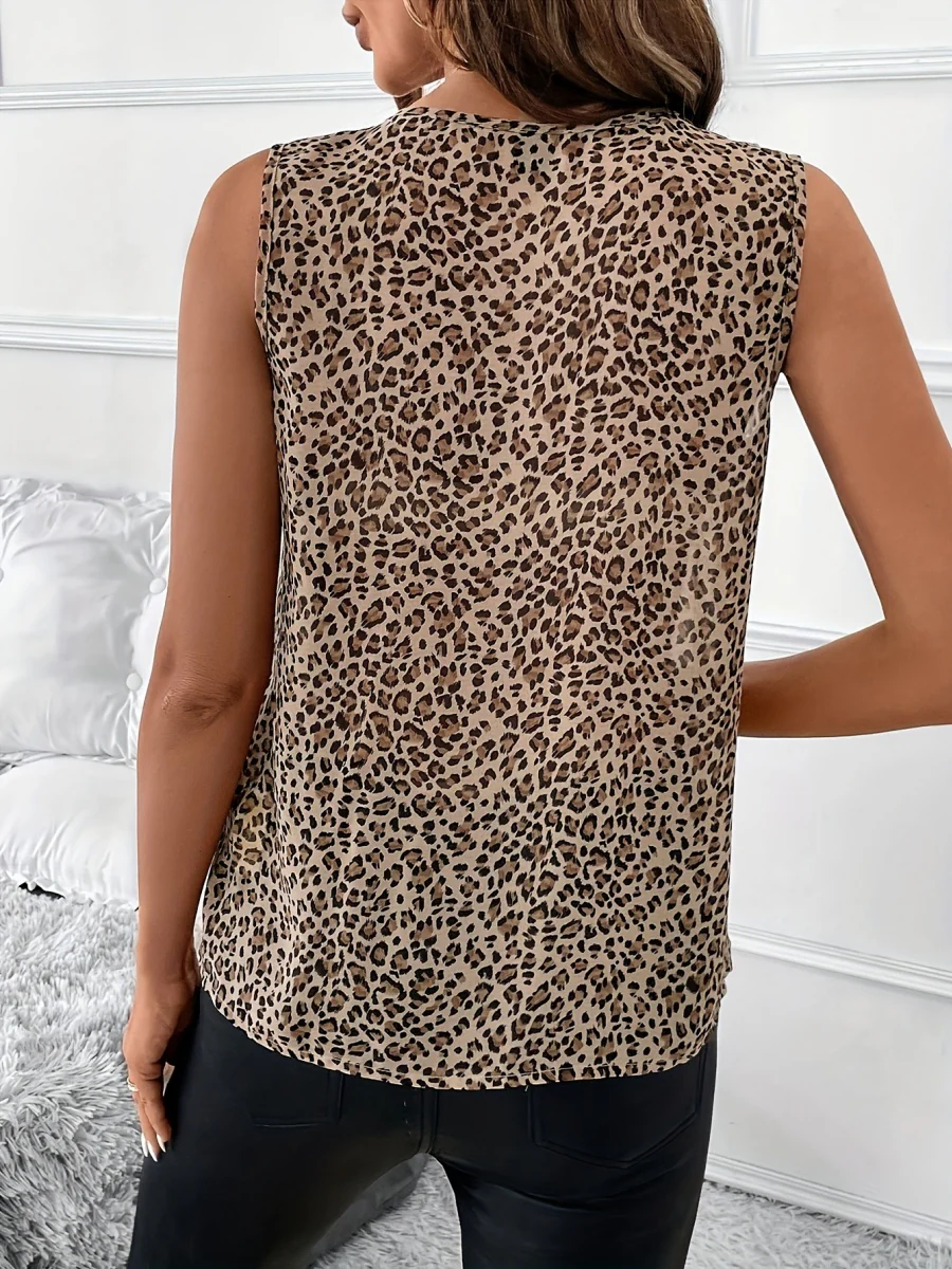 Leopard Print Vest With Ruffled Trim - Image 2