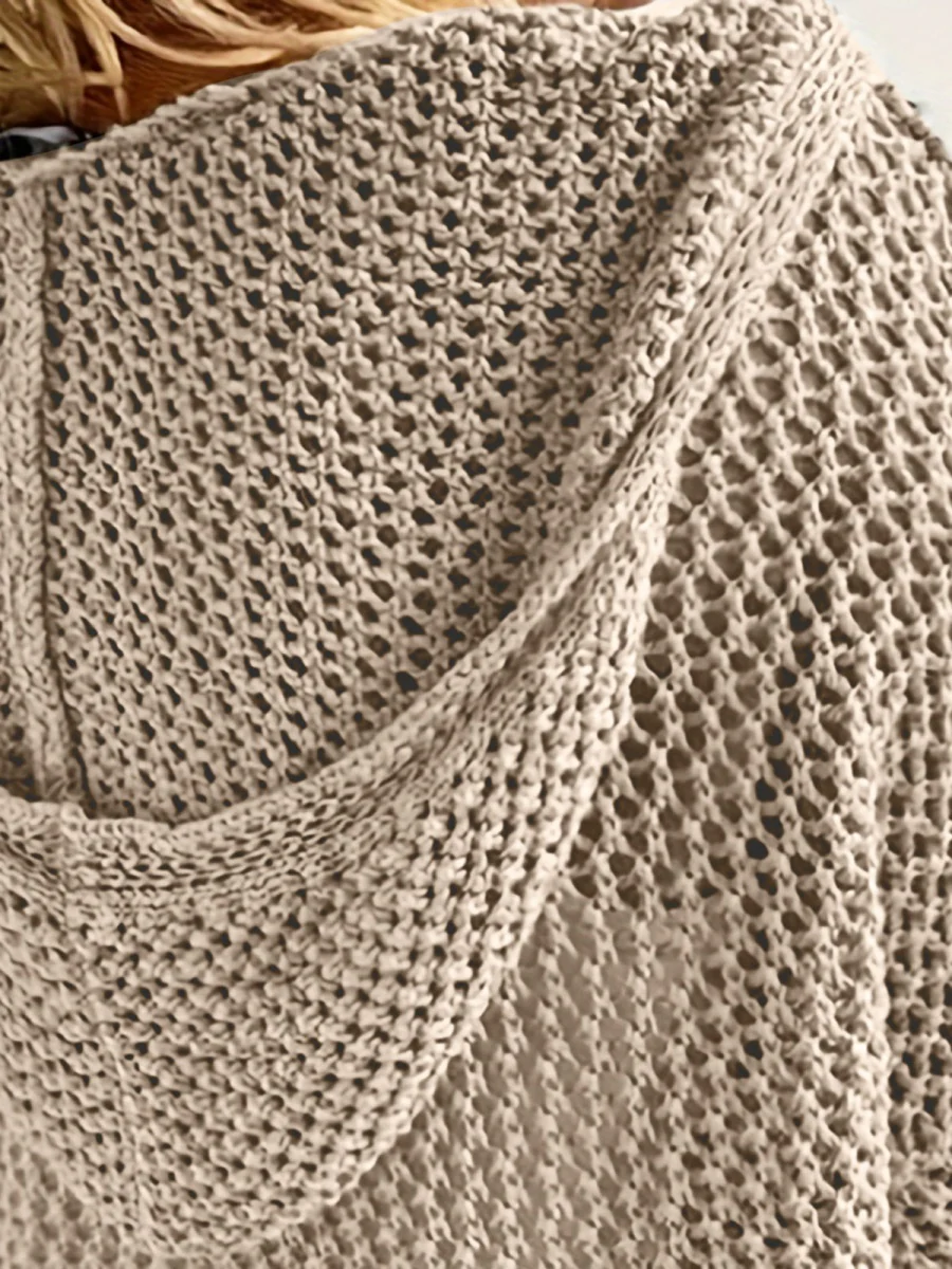 Knitted Outer Layer Sun Protection Knitted Hooded See-through Top - Image 2