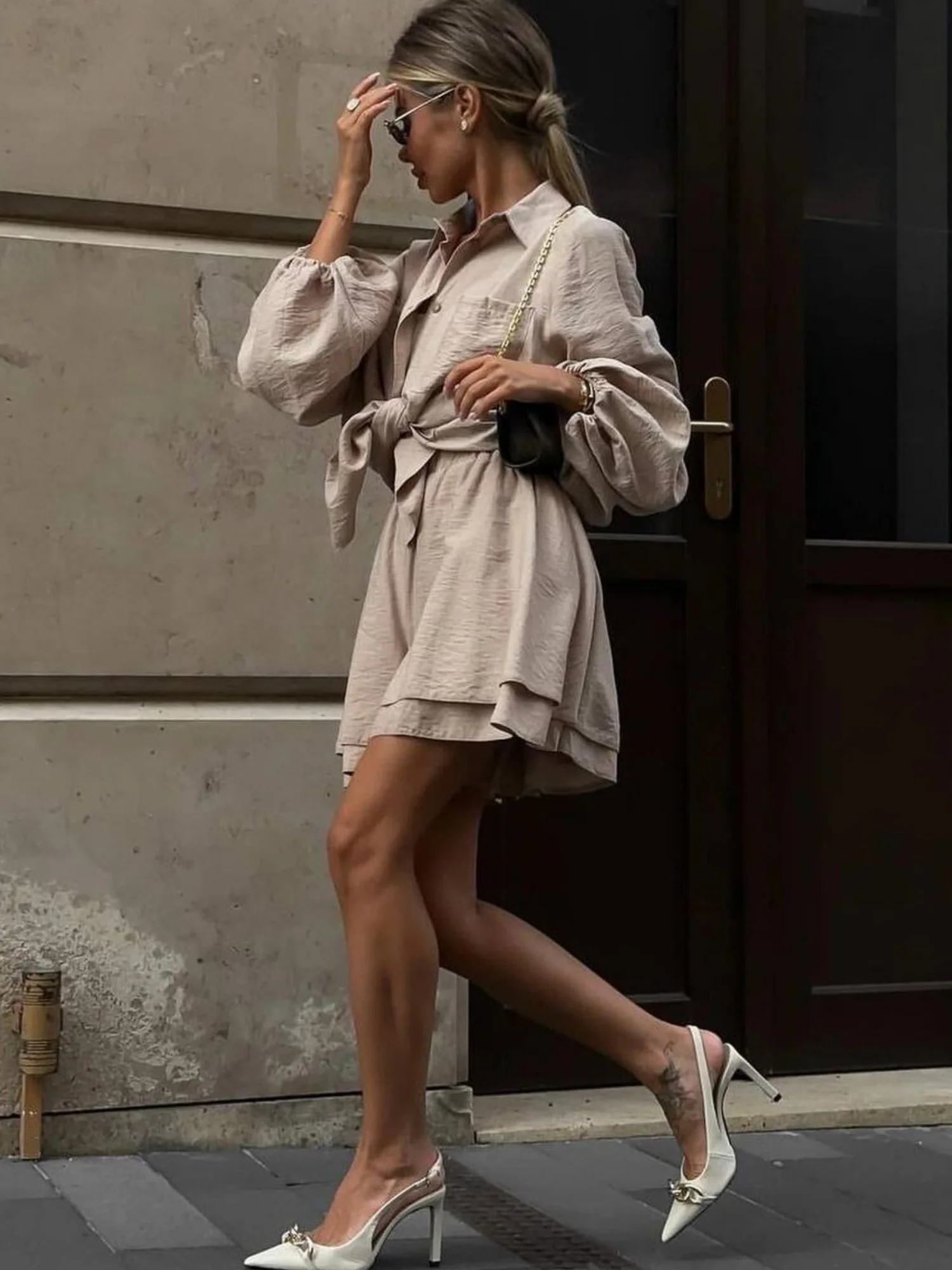 Long-sleeved Top Ruffled Shorts 2-piece Sets - Image 9