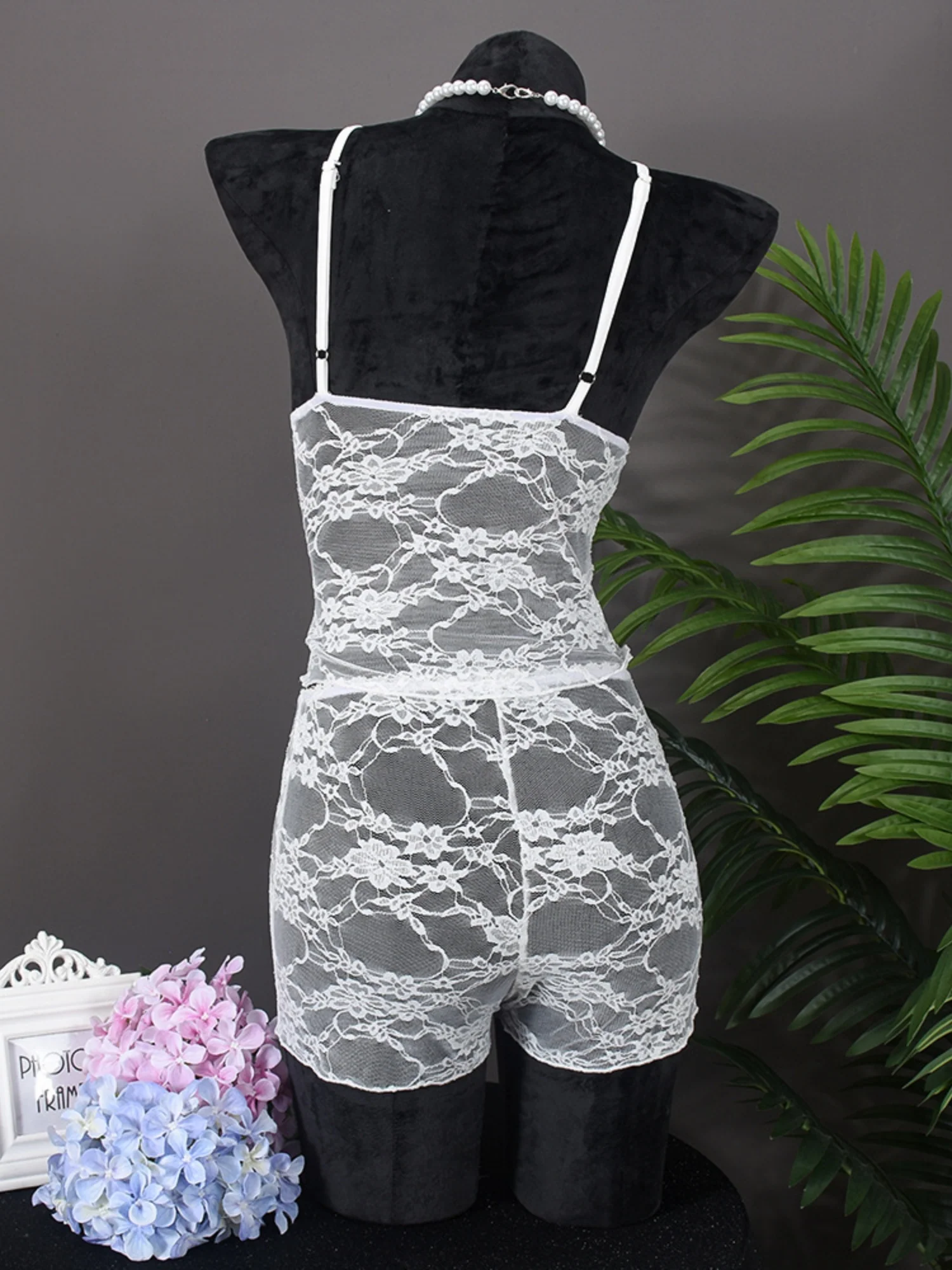 Lace See-through Tank Top And Shorts 2-piece Sets - Image 5