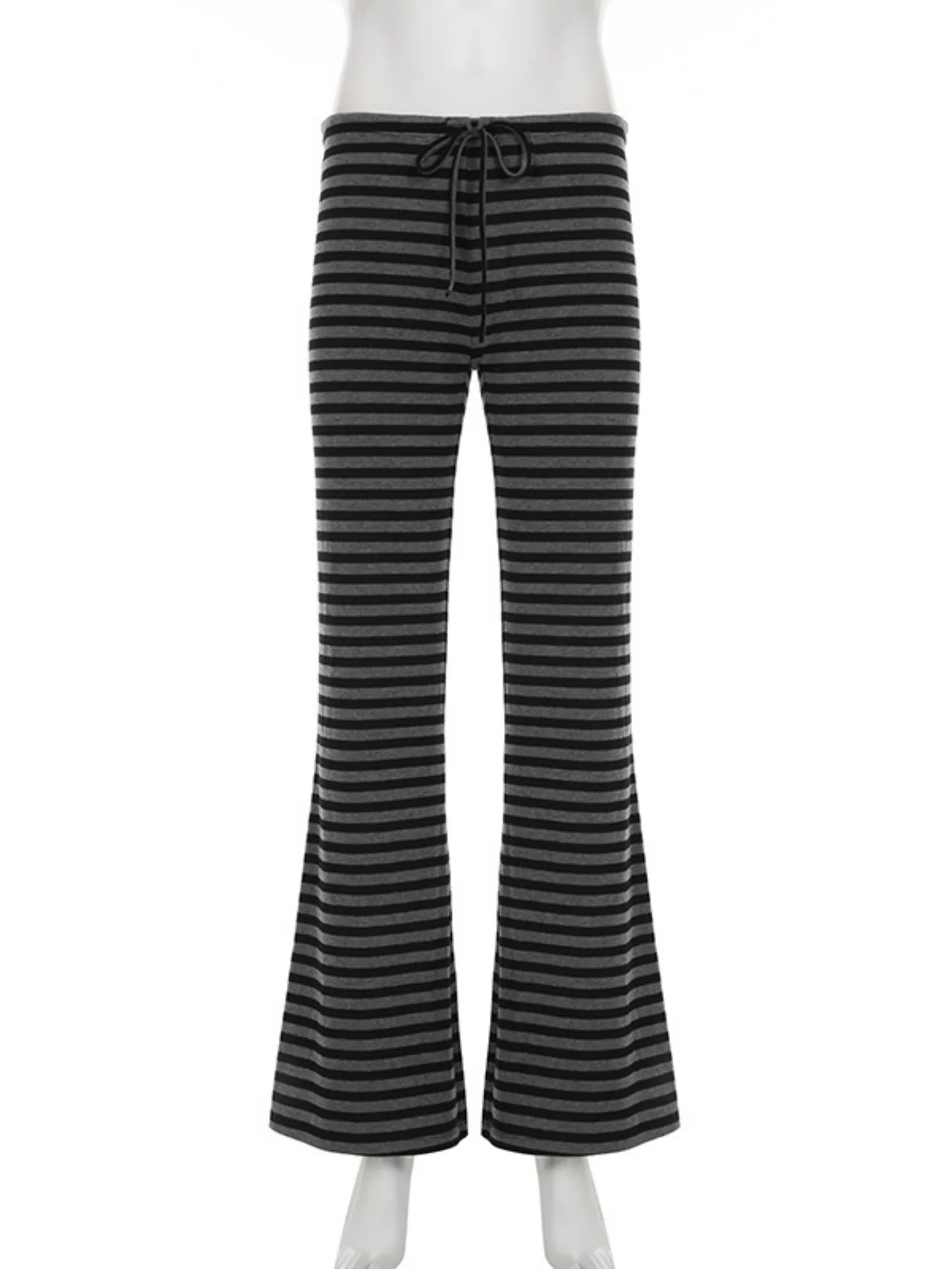 Striped Color Blocking Straps Flared Pants - Image 3