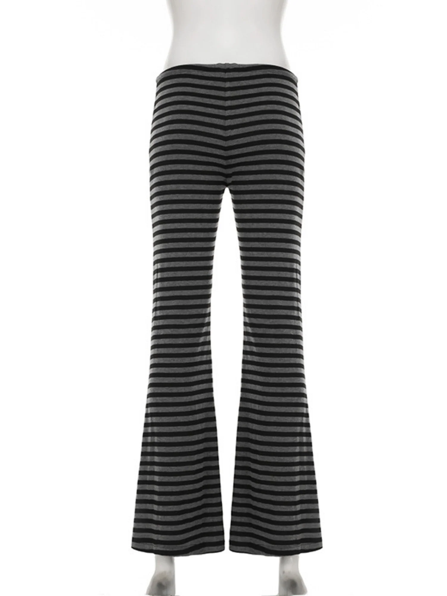 Striped Color Blocking Straps Flared Pants - Image 4