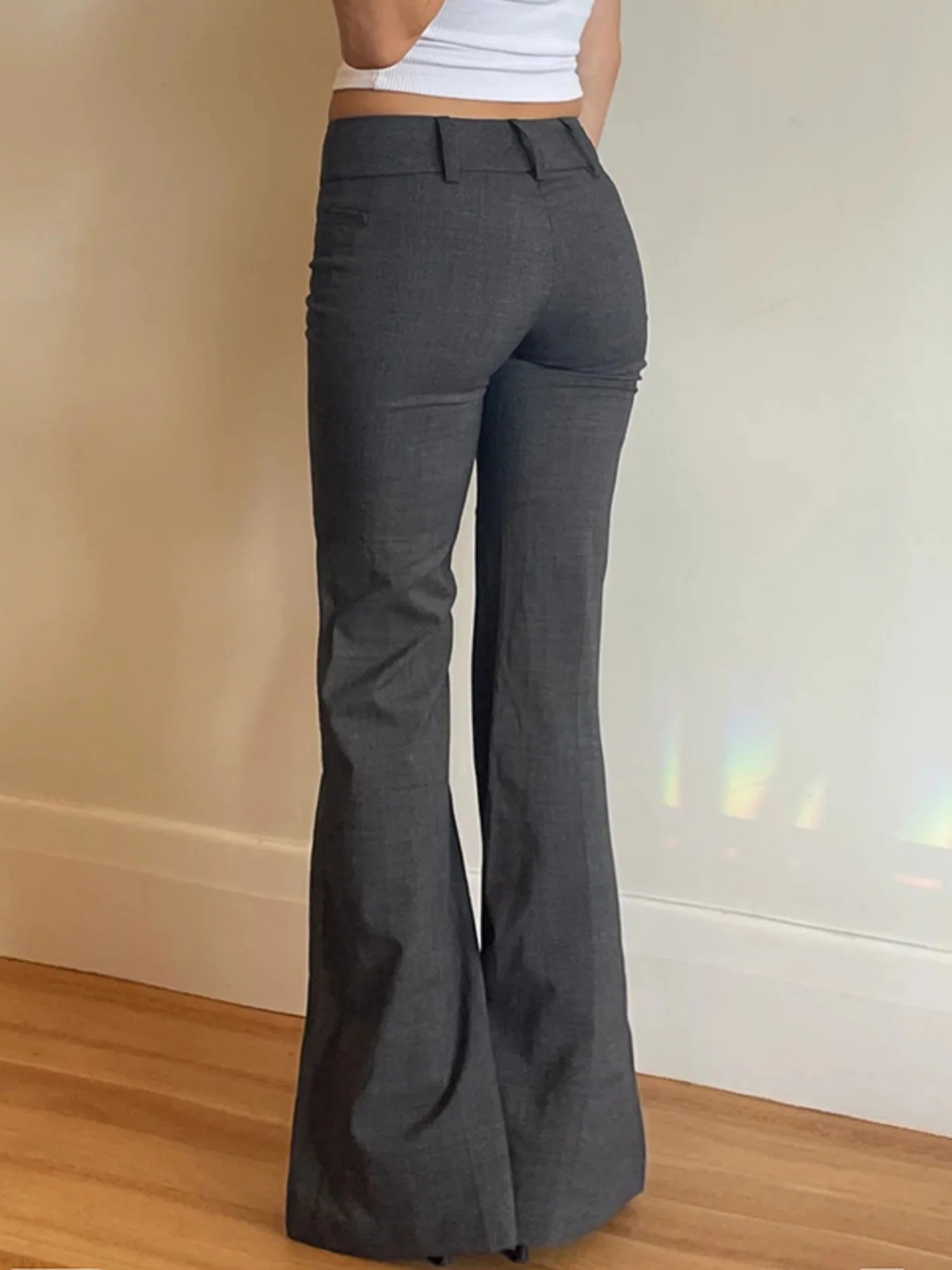 Y2K Pleated Low-rise Slightly Flared Hips Pants - Image 2