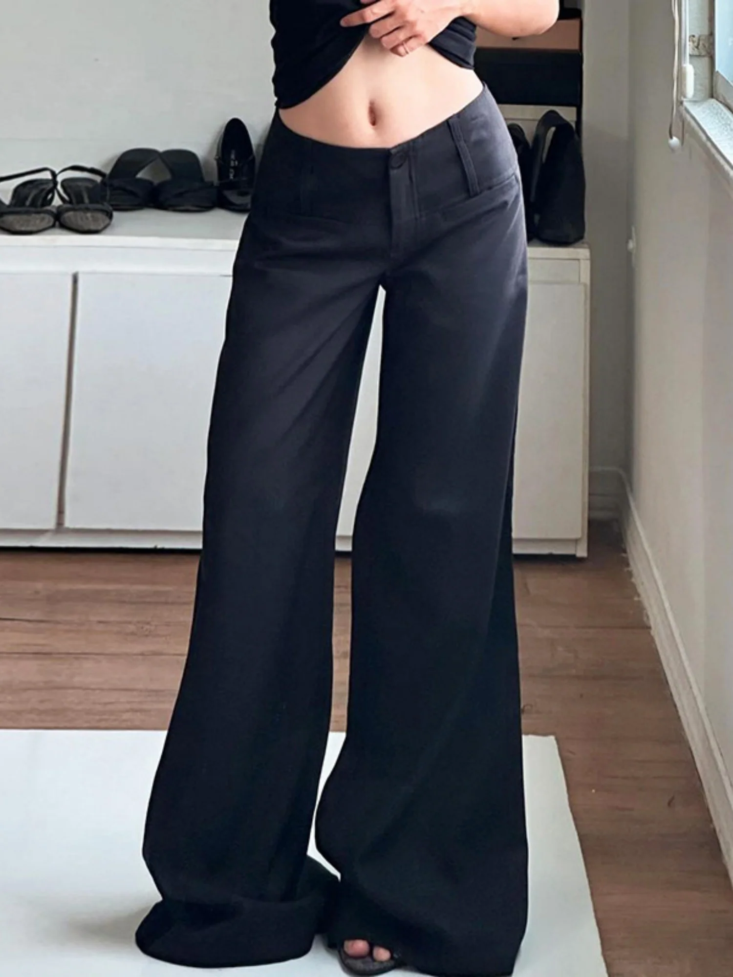 Y2K Low-rise Pocket Suit Trousers Pants - Image 3
