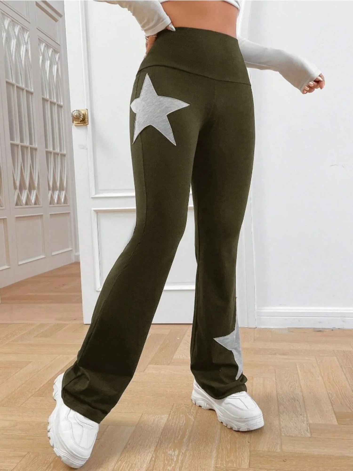 Five-pointed Star Elastic Tights High-waisted With A Slight Flare Pants - Image 10