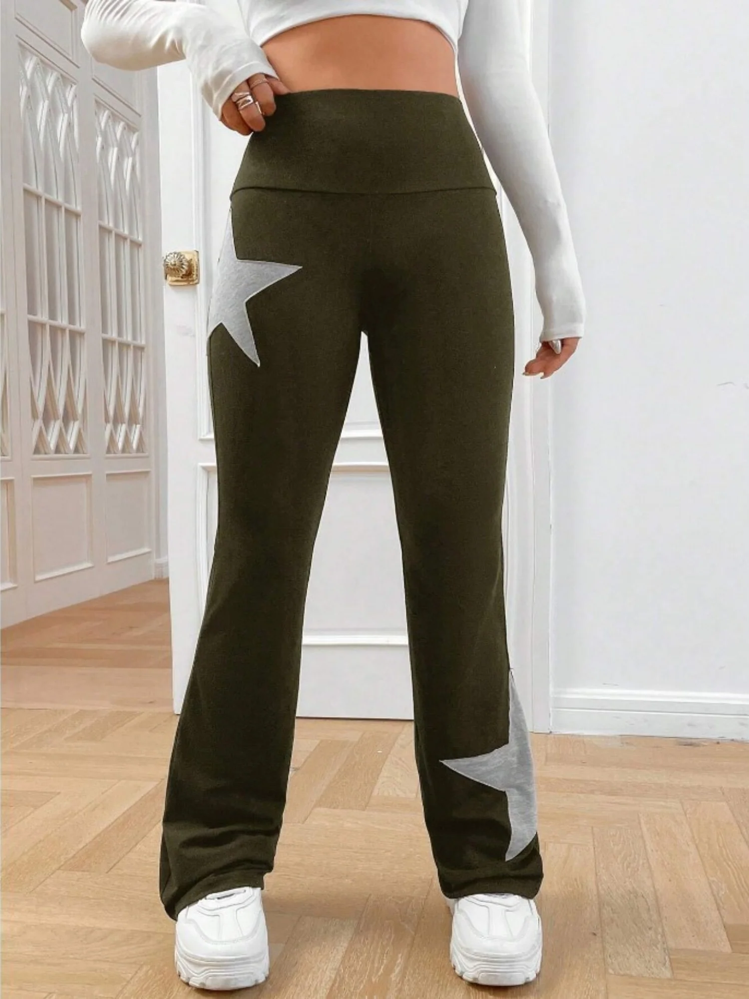 Five-pointed Star Elastic Tights High-waisted With A Slight Flare Pants - Image 11