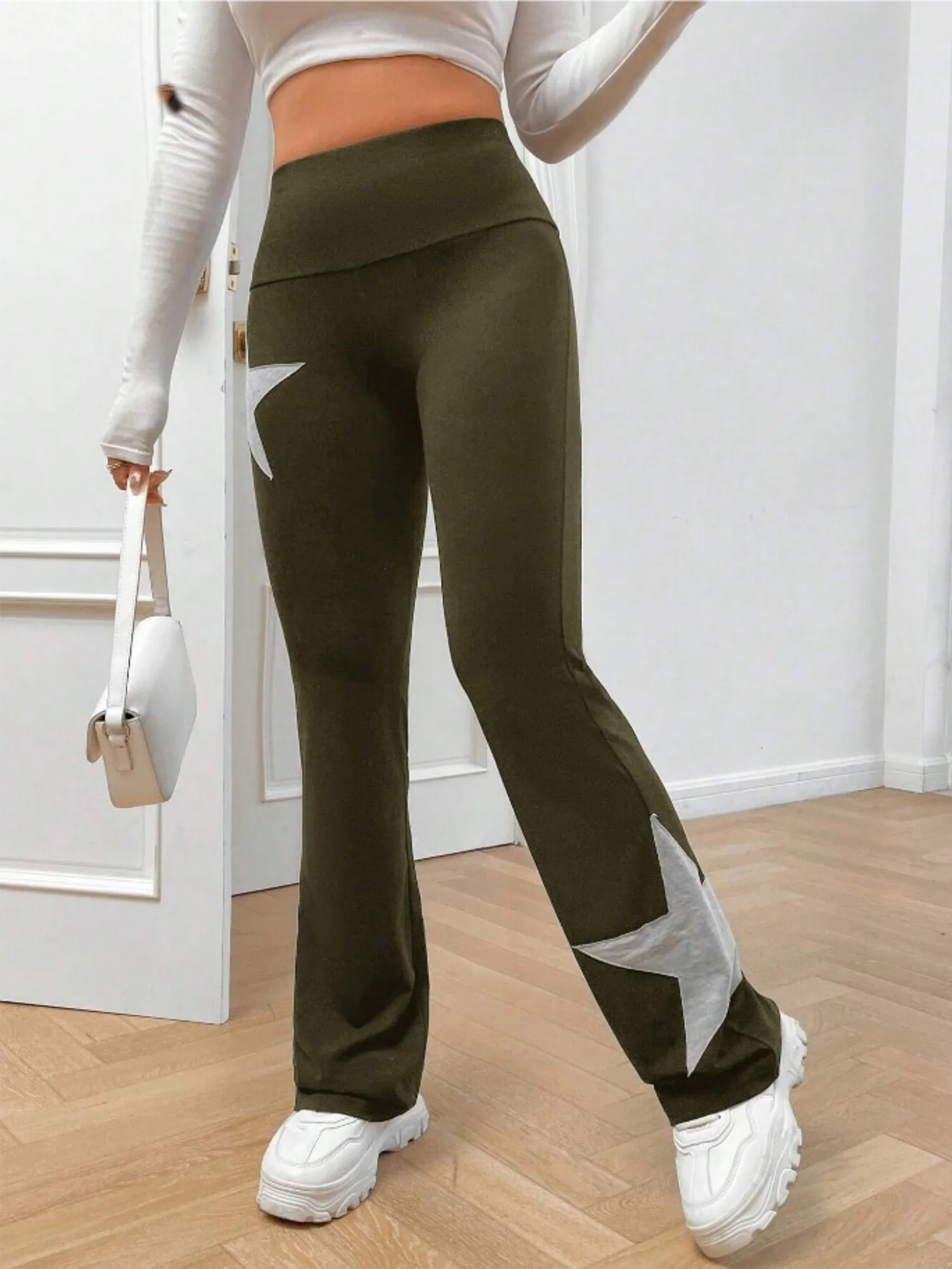 Five-pointed Star Elastic Tights High-waisted With A Slight Flare Pants - Image 12