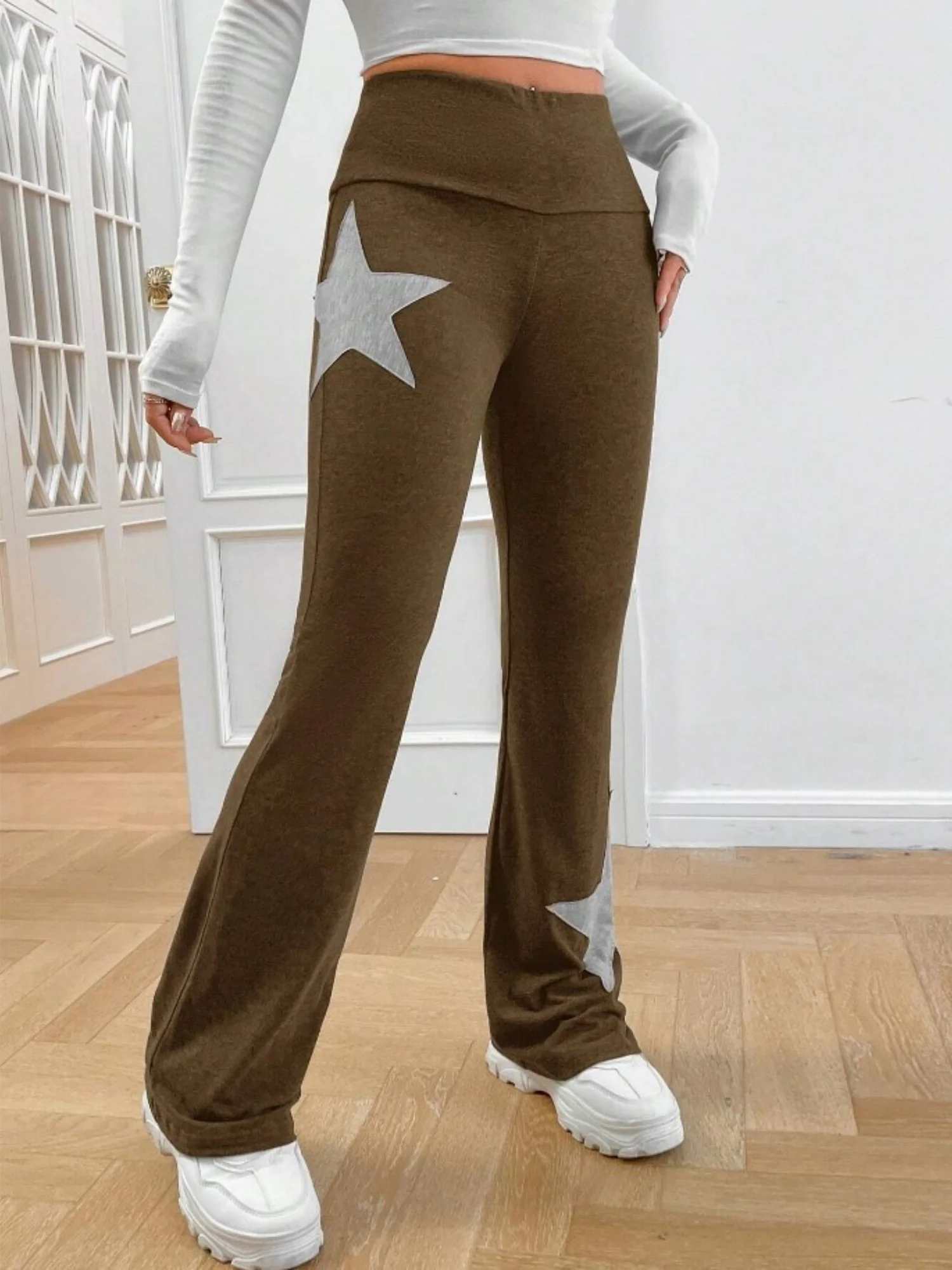 Five-pointed Star Elastic Tights High-waisted With A Slight Flare Pants - Image 13