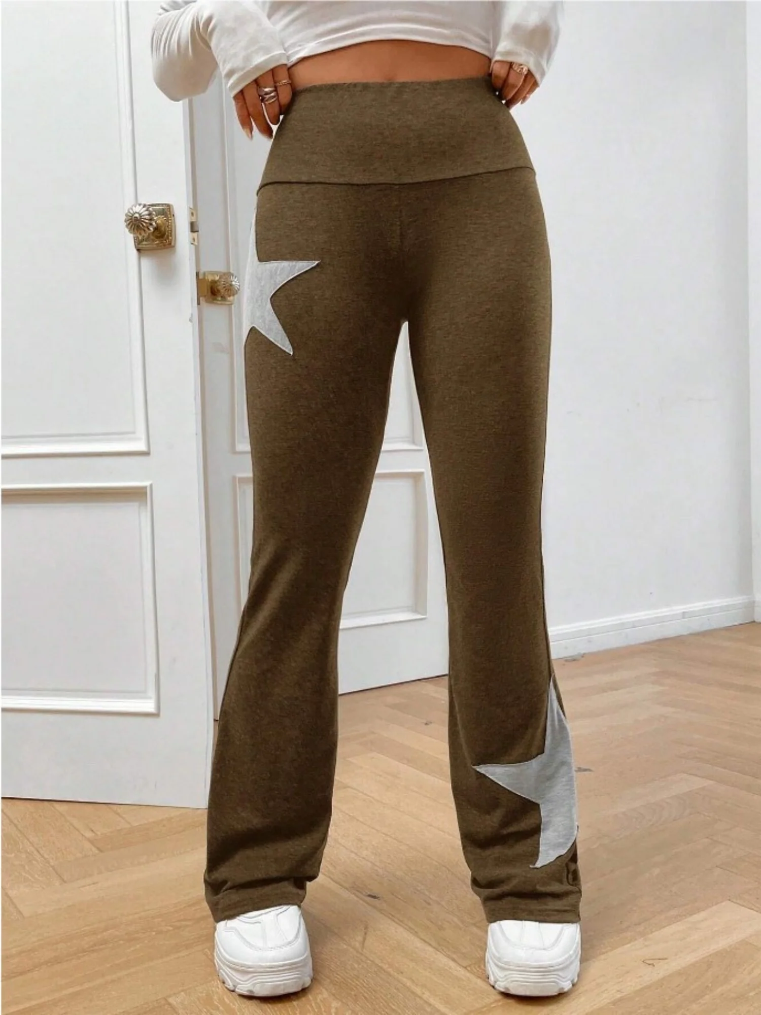 Five-pointed Star Elastic Tights High-waisted With A Slight Flare Pants - Image 14