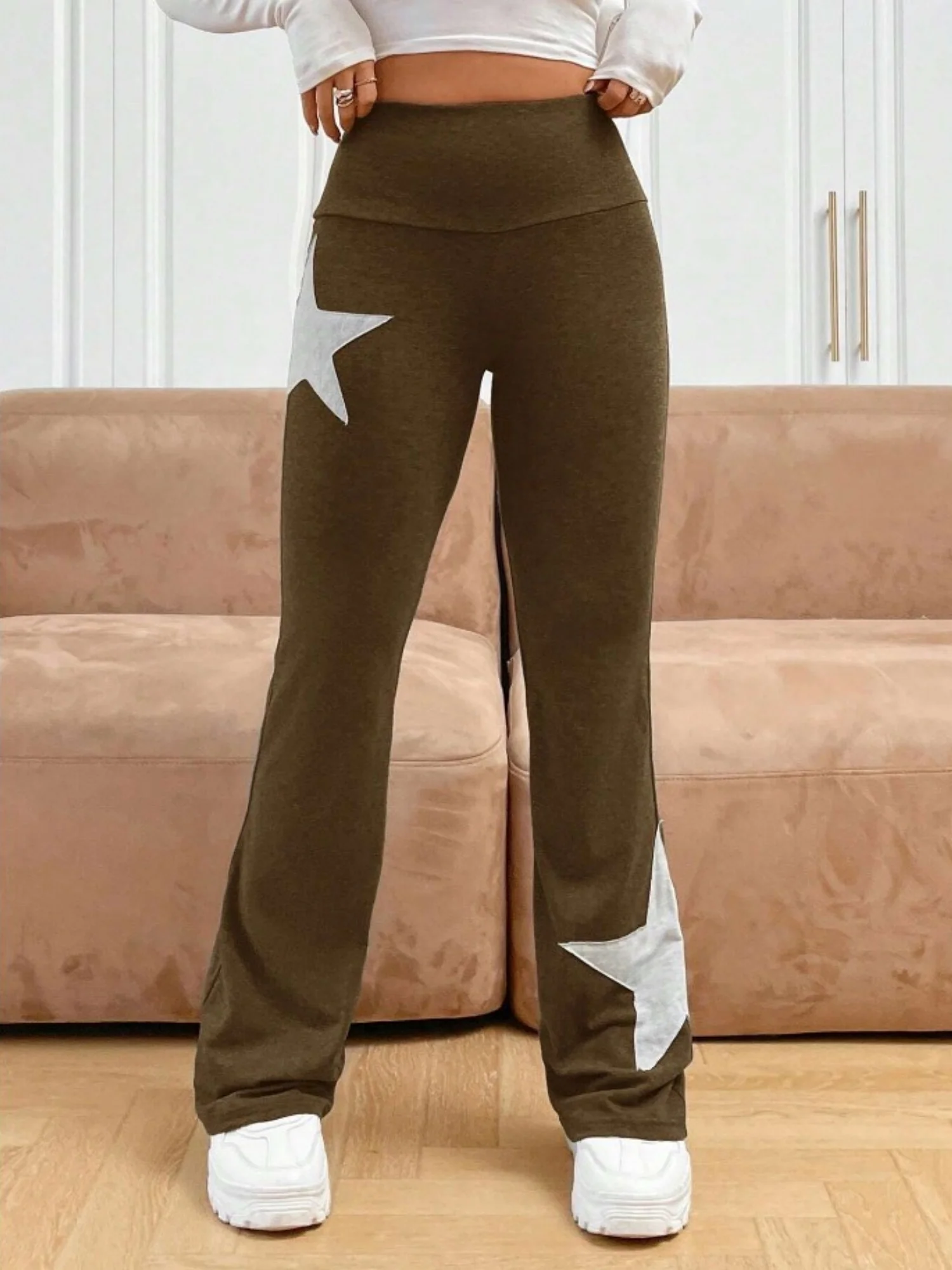 Five-pointed Star Elastic Tights High-waisted With A Slight Flare Pants - Image 15