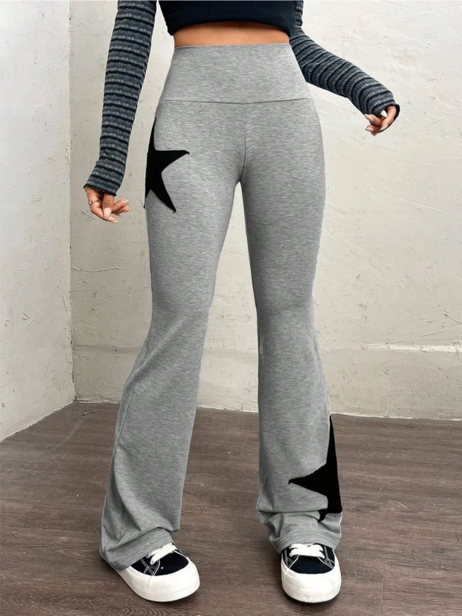 Five-pointed Star Elastic Tights High-waisted With A Slight Flare Pants - Image 4