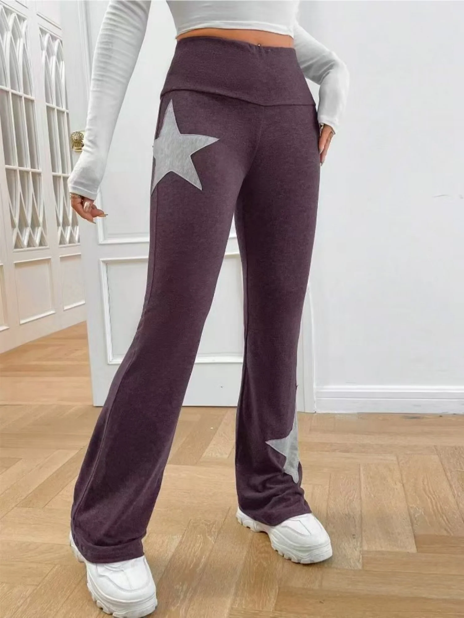 Five-pointed Star Elastic Tights High-waisted With A Slight Flare Pants - Image 8