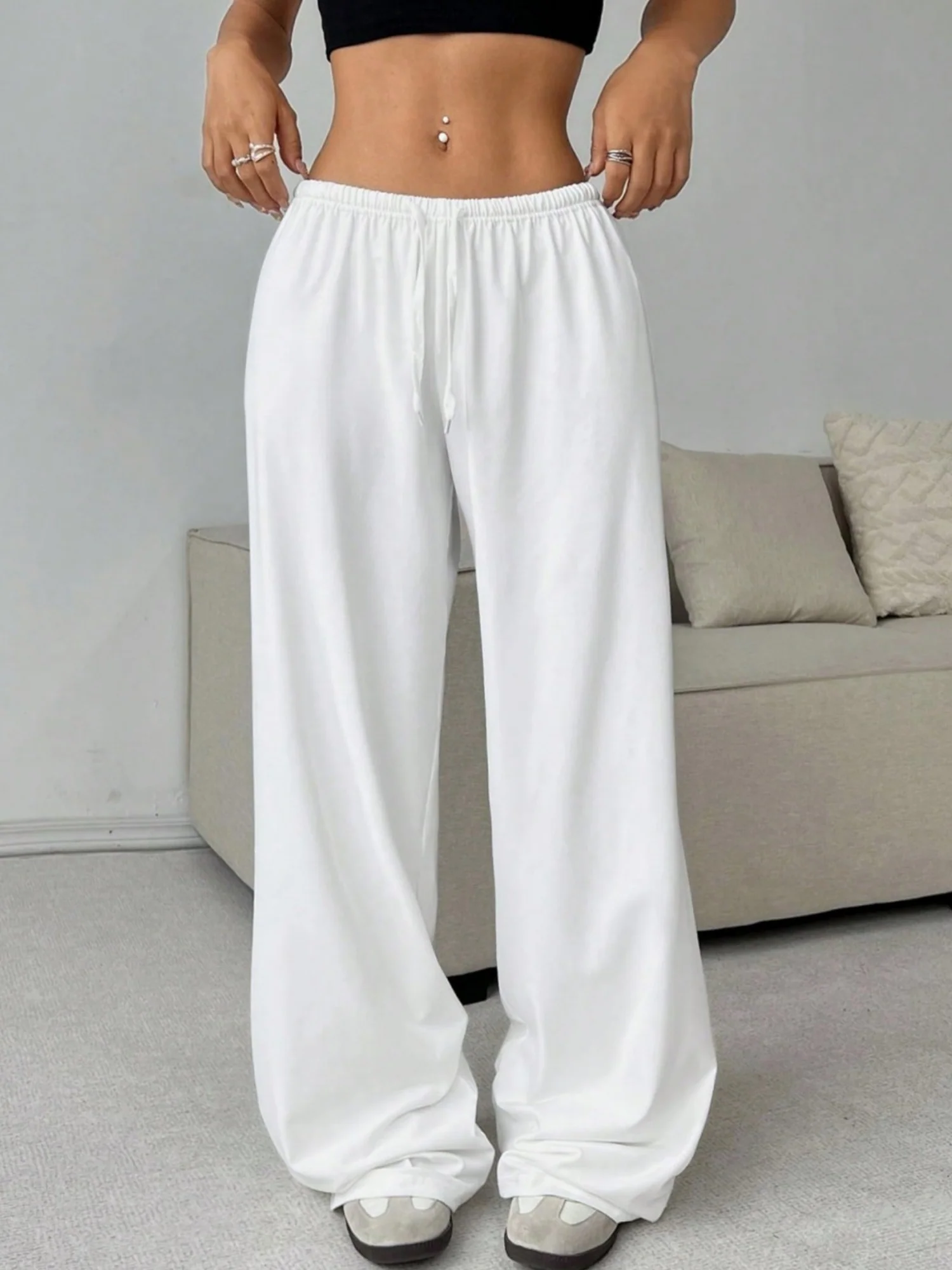 Drawstring Relaxed Exercise Sweatpants