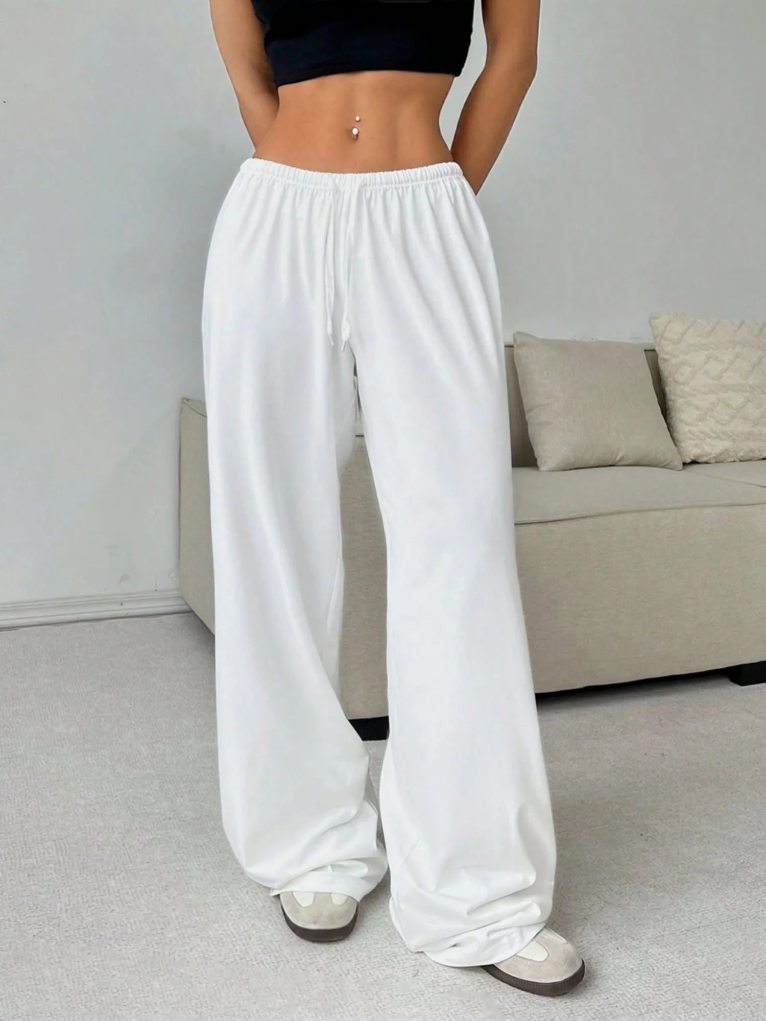 Drawstring Relaxed Exercise Sweatpants - Image 3