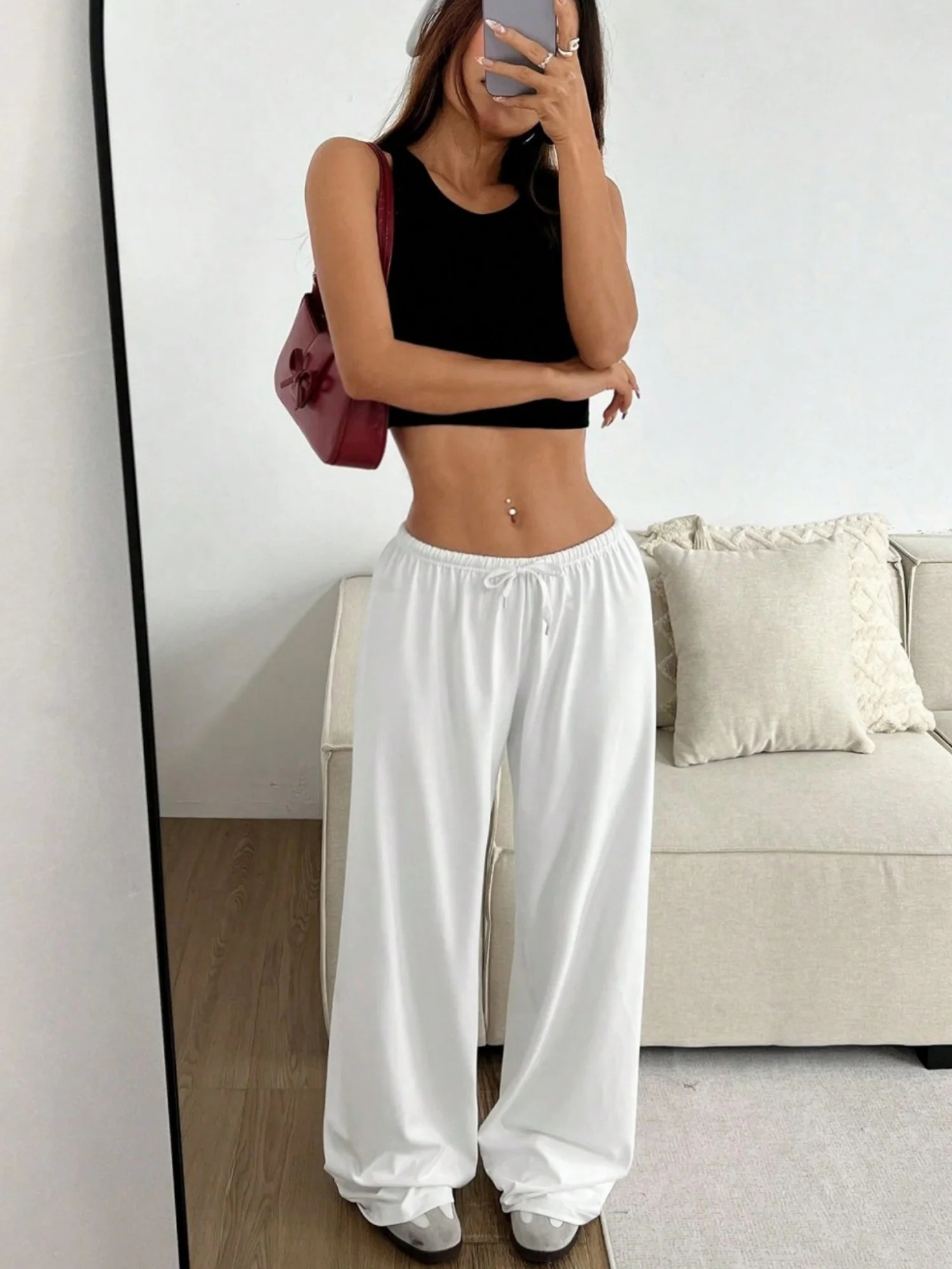 Drawstring Relaxed Exercise Sweatpants - Image 4