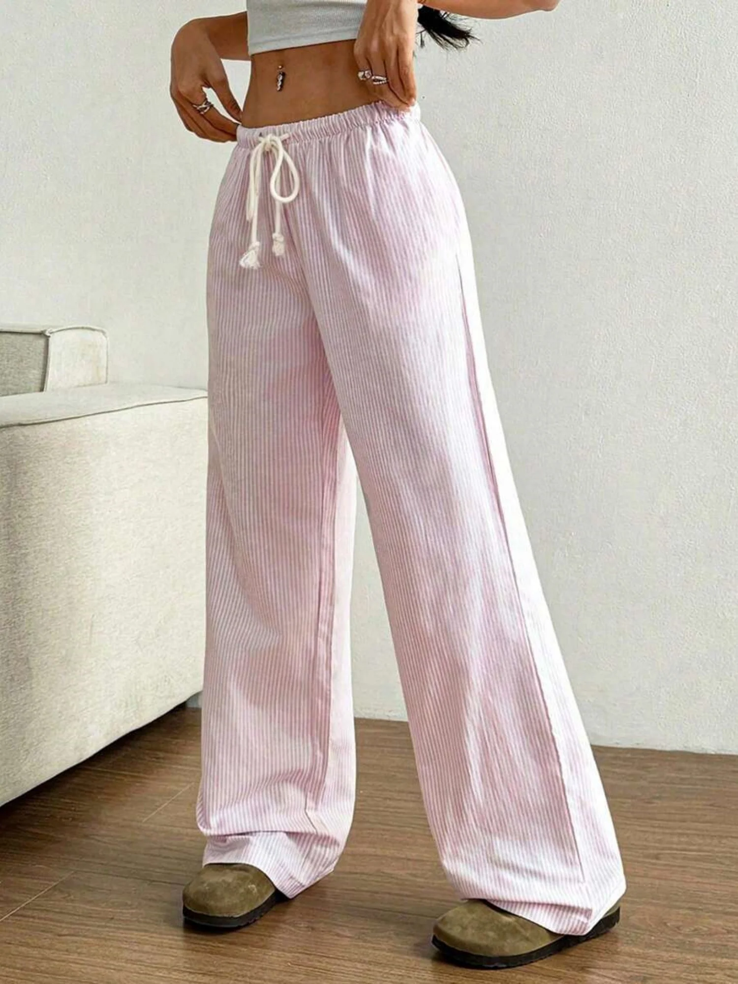 Y2K Stripes Color-blocked Straps Sweet Pants - Image 5