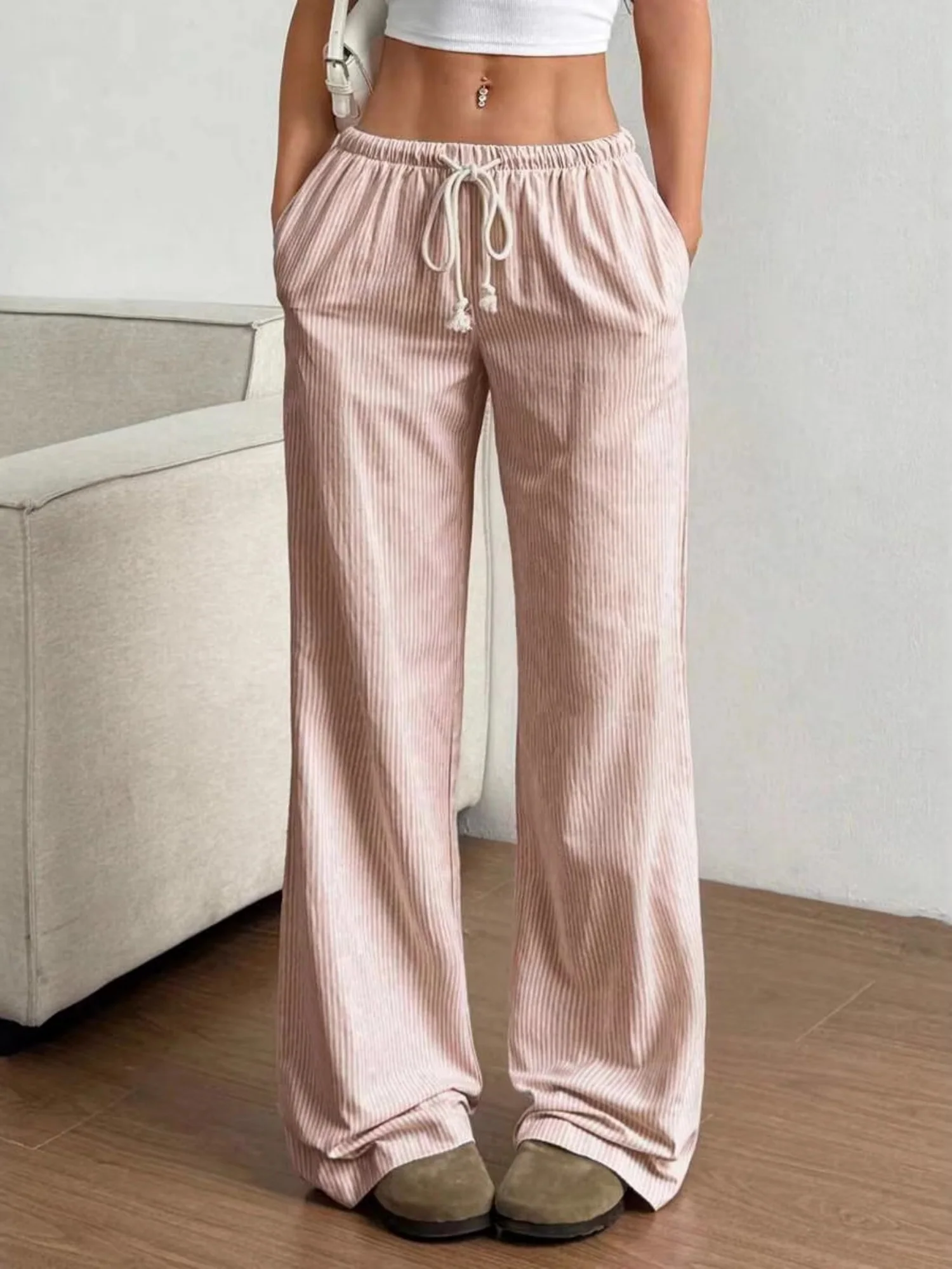 Y2K Stripes Color-blocked Straps Sweet Pants - Image 7