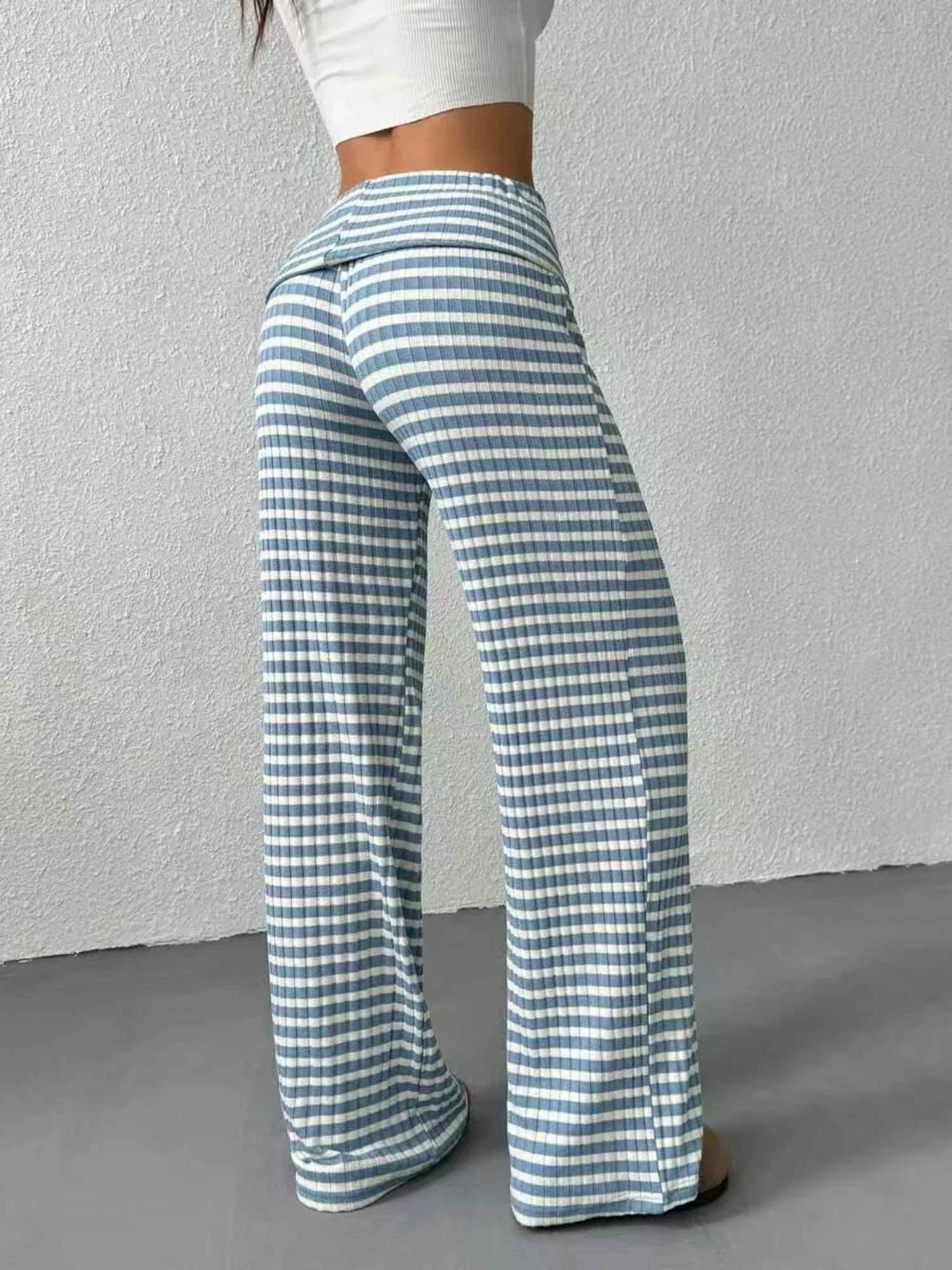 Y2K Bow Stripes Color Blocking Sweet Pants - Image 2