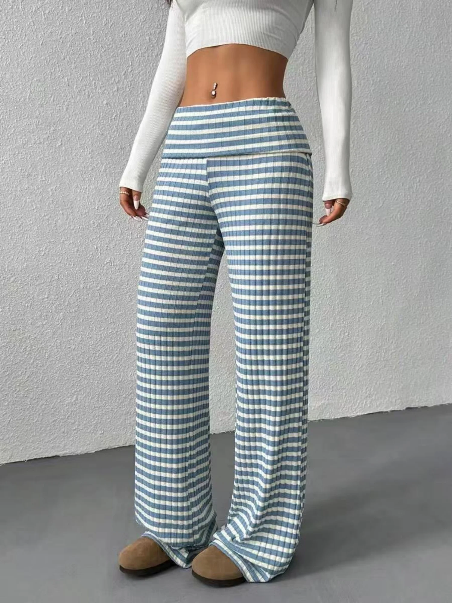 Y2K Bow Stripes Color Blocking Sweet Pants - Image 3