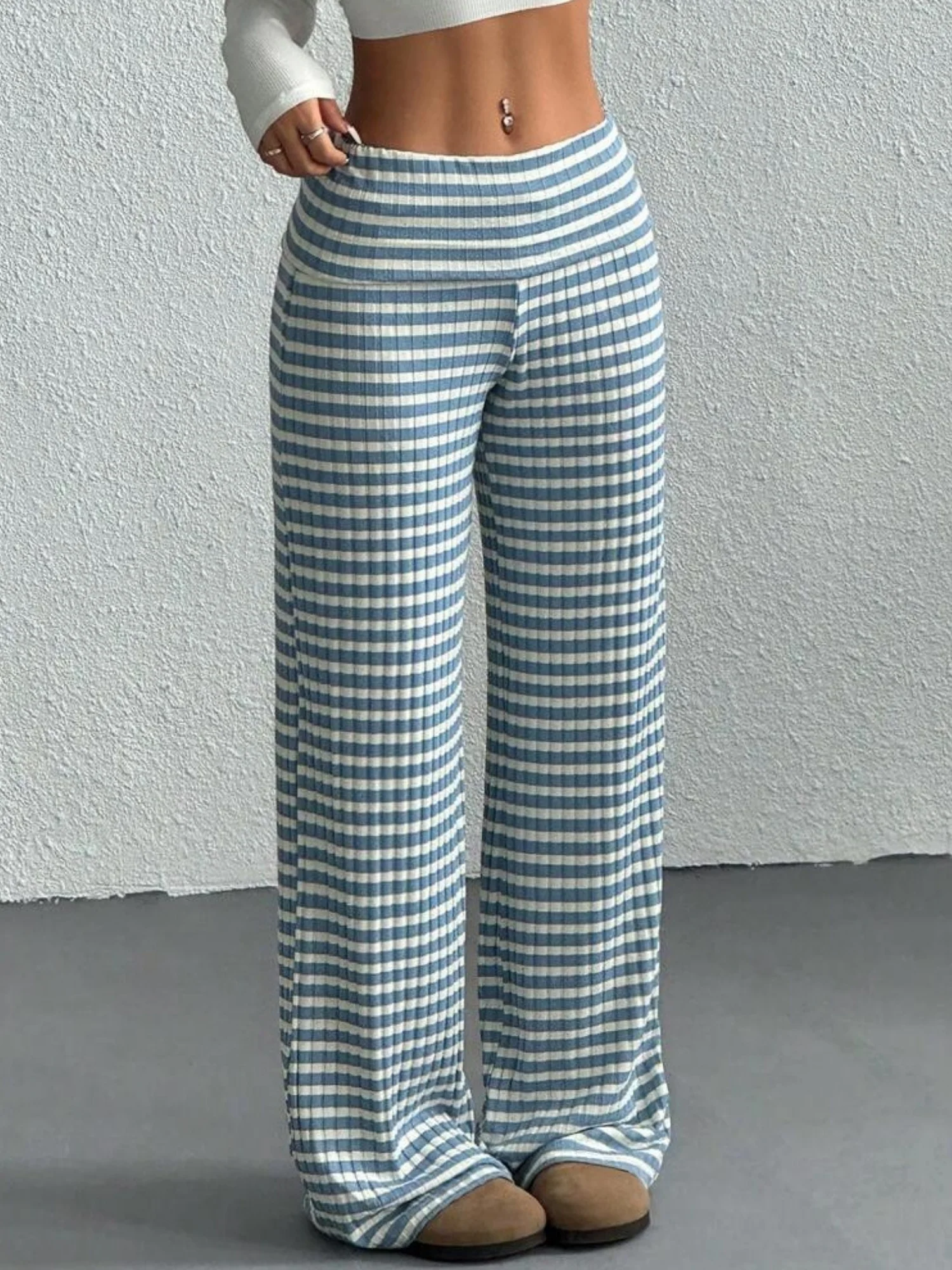 Y2K Bow Stripes Color Blocking Sweet Pants - Image 4
