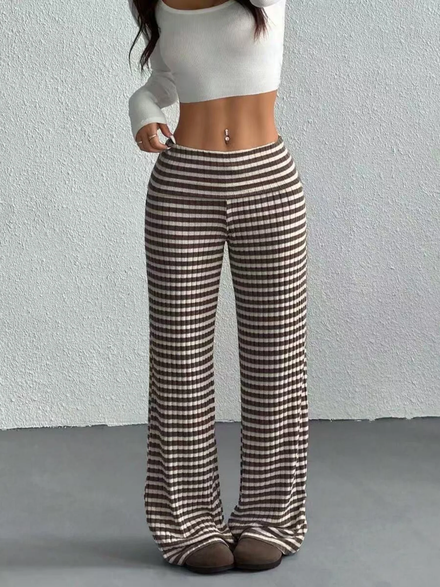 Y2K Bow Stripes Color Blocking Sweet Pants - Image 5