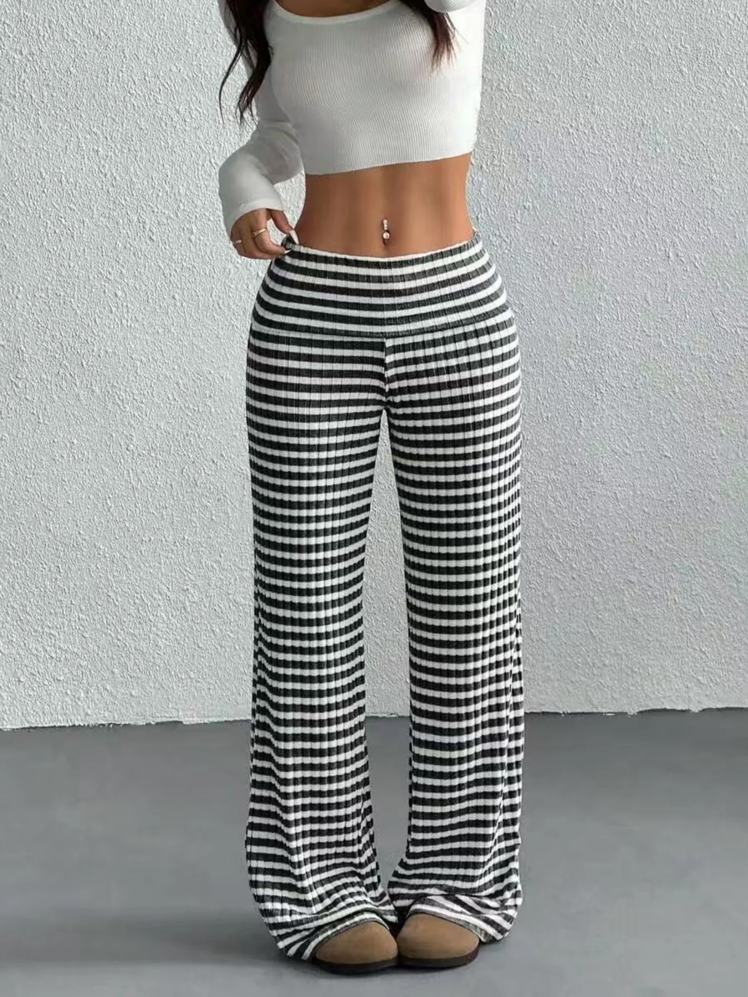 Y2K Bow Stripes Color Blocking Sweet Pants - Image 6