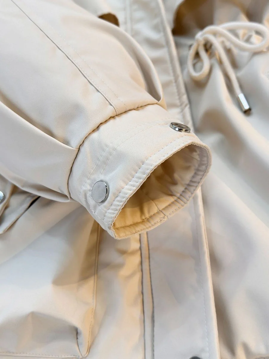Parka With Fur Collar Drawstring Waist Pocket Casual Cotton-padded Jackets/down Jackets - Image 9
