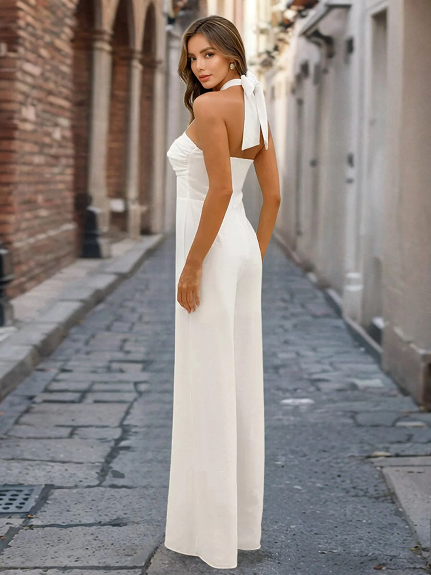 Hollow Out Neck Strap Jumpsuits - Image 3