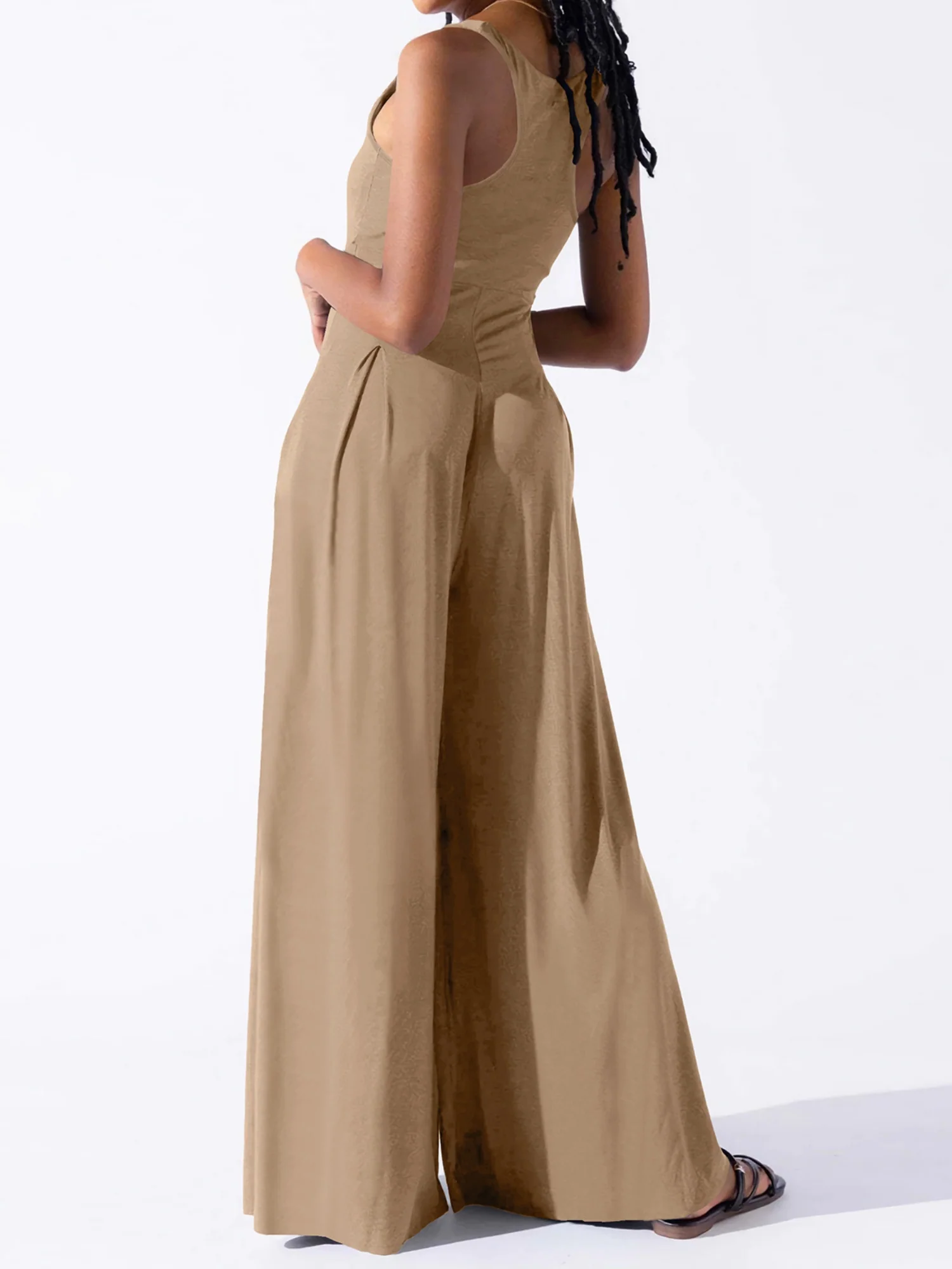 Camisoles Pleated Solid Color Jumpsuits - Image 2