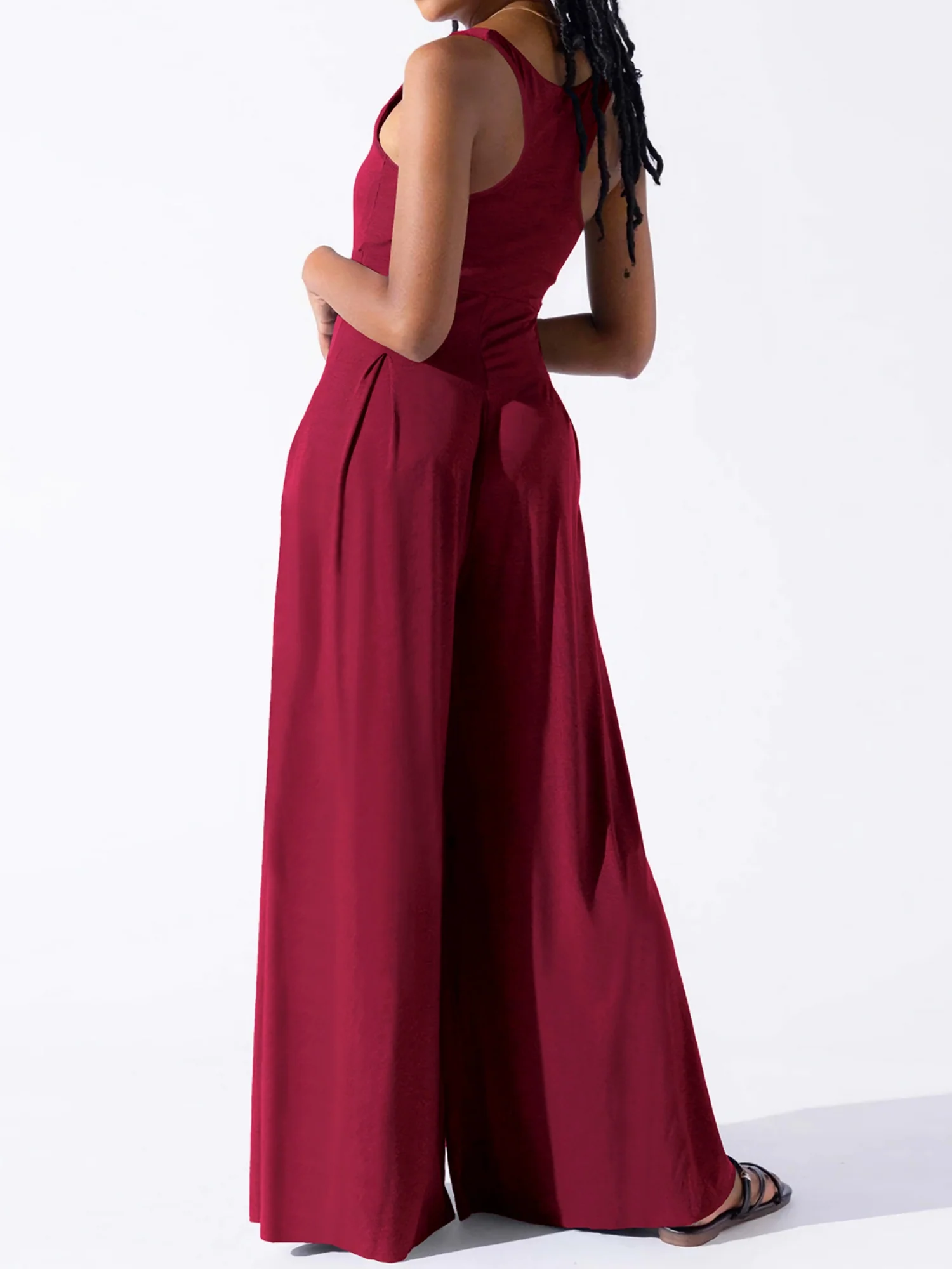 Camisoles Pleated Solid Color Jumpsuits - Image 5