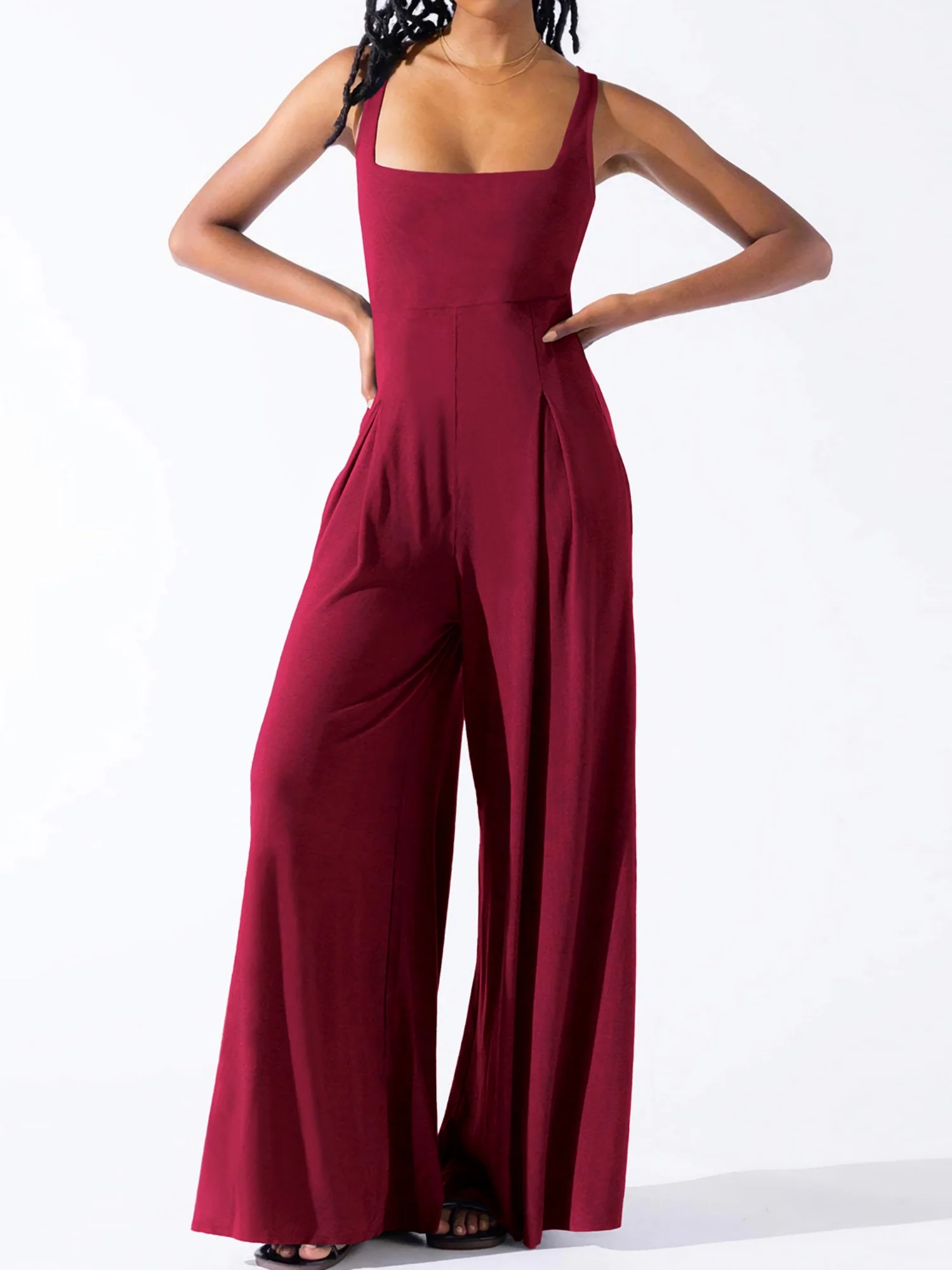 Camisoles Pleated Solid Color Jumpsuits - Image 6