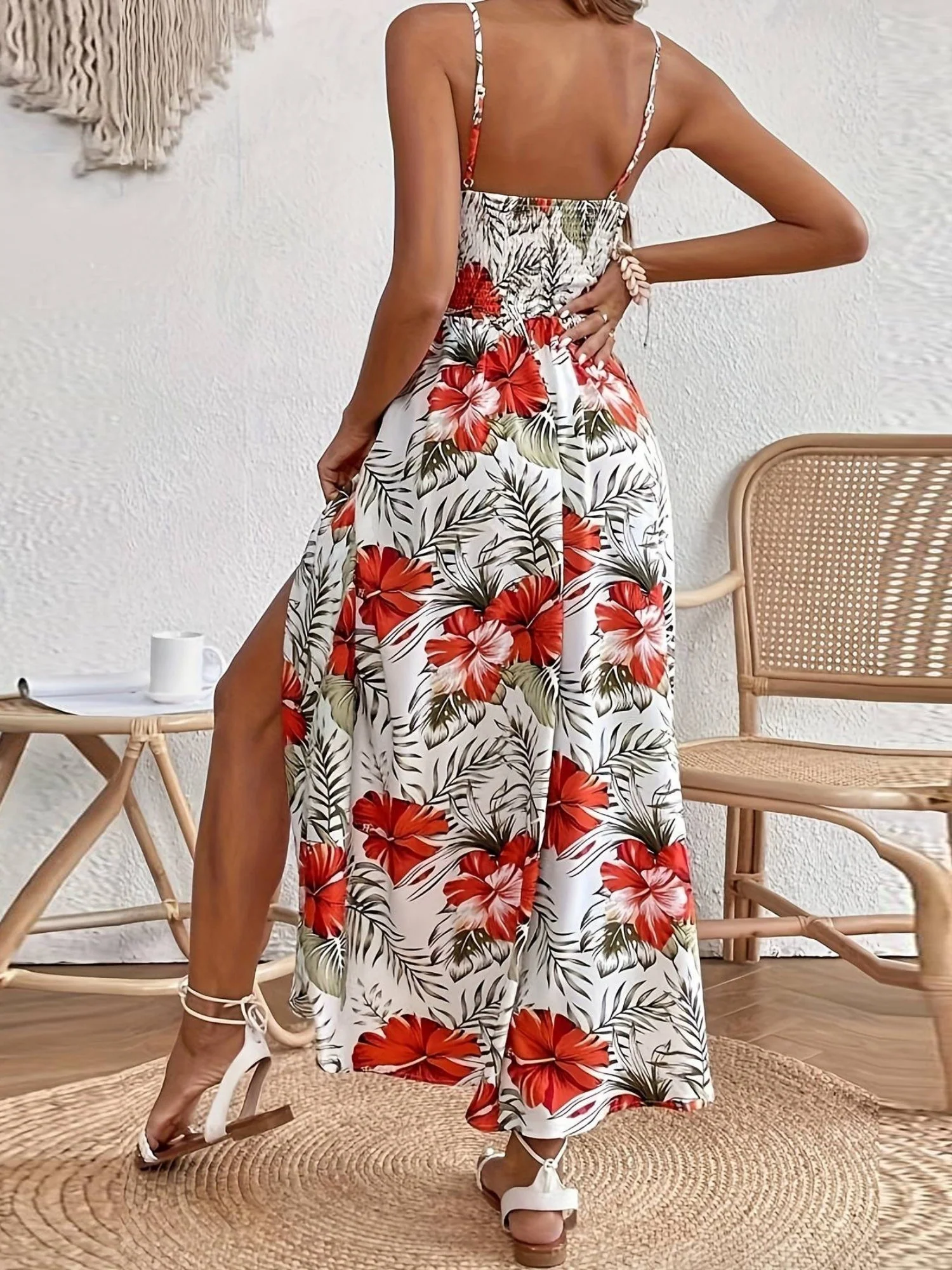 Floral Print Bohemia Chiffon Camisole Maxi Dresses - Image 2