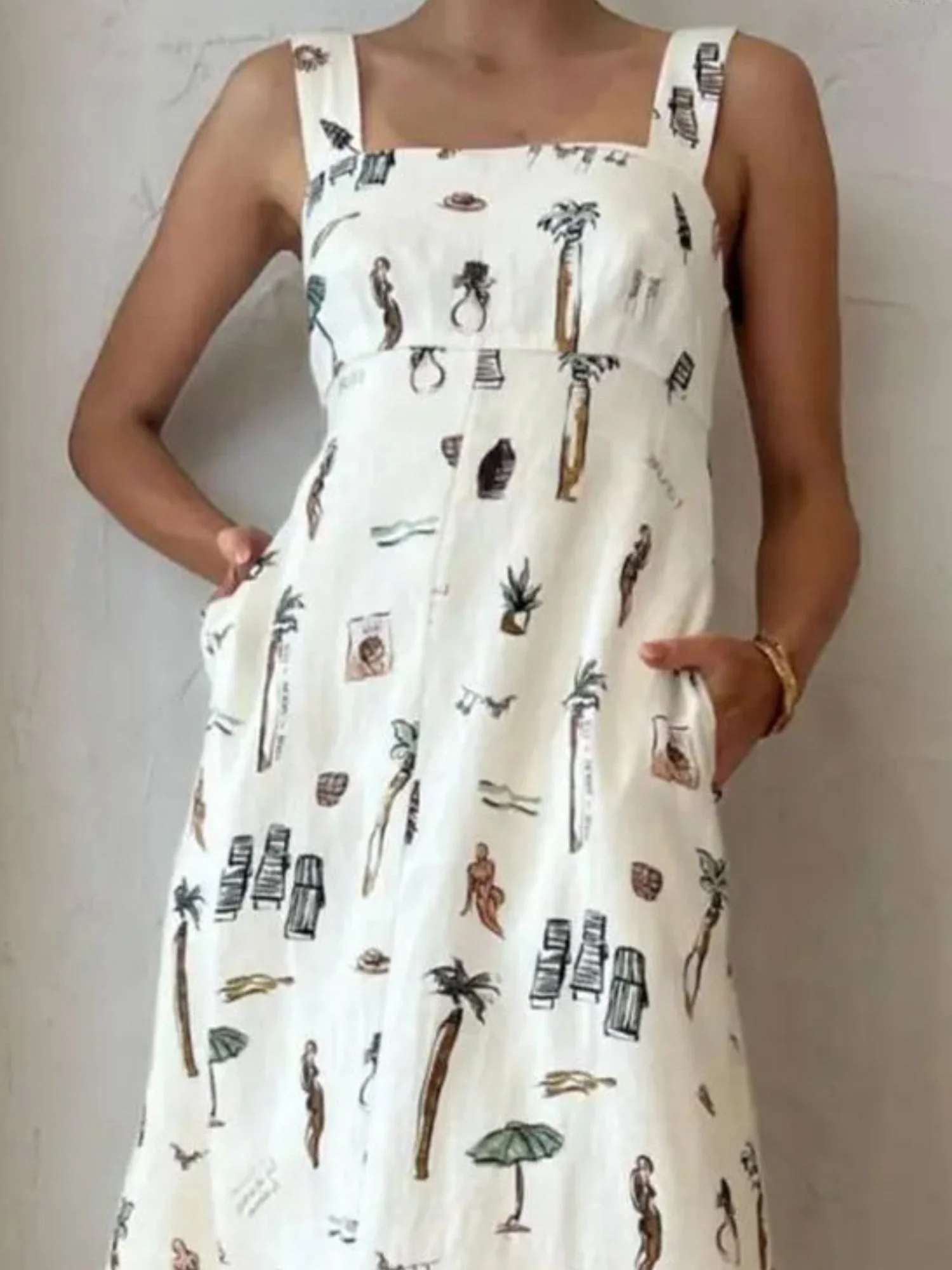 Printed Backless Halter Top Maxi Dresses - Image 3
