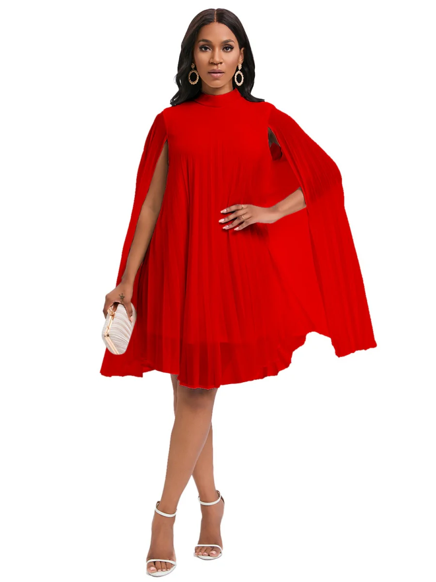 Chiffon Hood Cloak Batwing Sleeves Mini&Short Dresses - Image 37