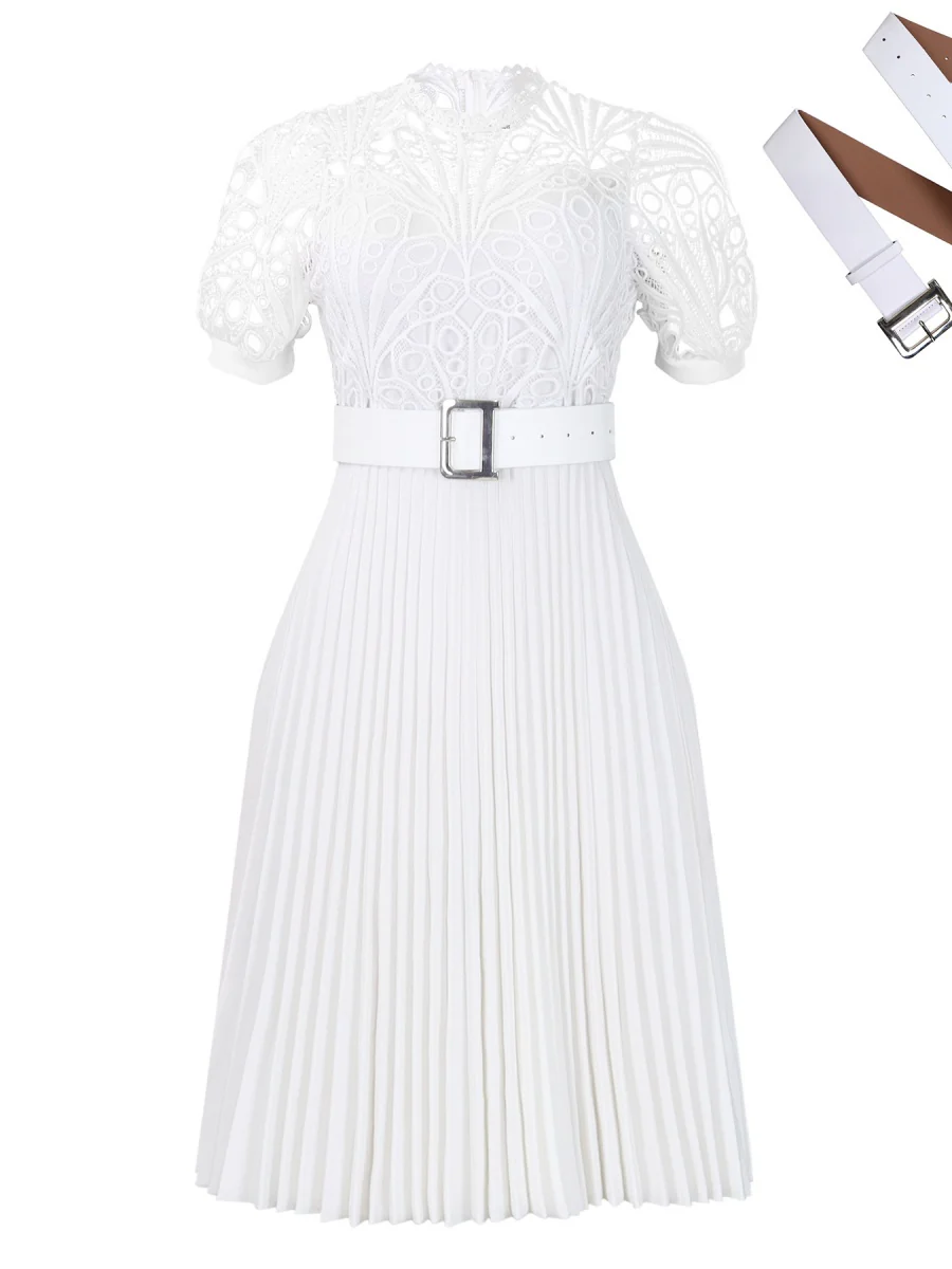 Short Sleeve Trim Lace Belts Mini&Short Dresses - Image 10