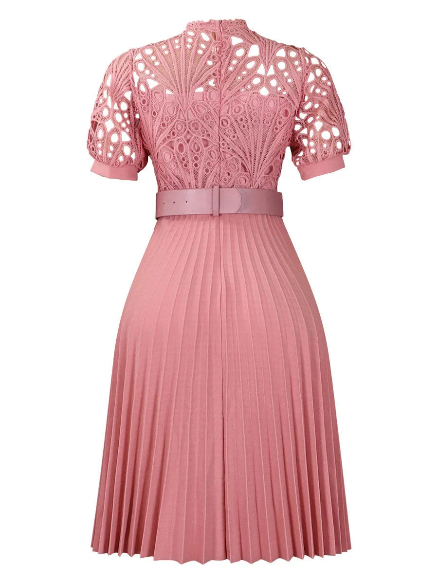 Short Sleeve Trim Lace Belts Mini&Short Dresses - Image 13