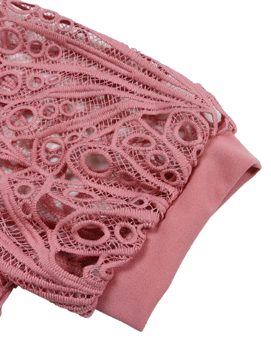 Short Sleeve Trim Lace Belts Mini&Short Dresses - Image 16