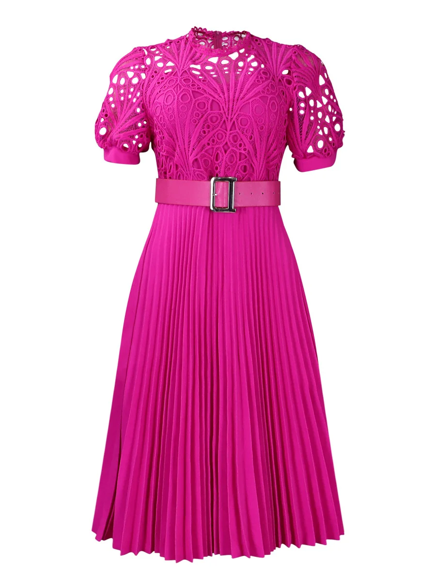 Short Sleeve Trim Lace Belts Mini&Short Dresses - Image 20