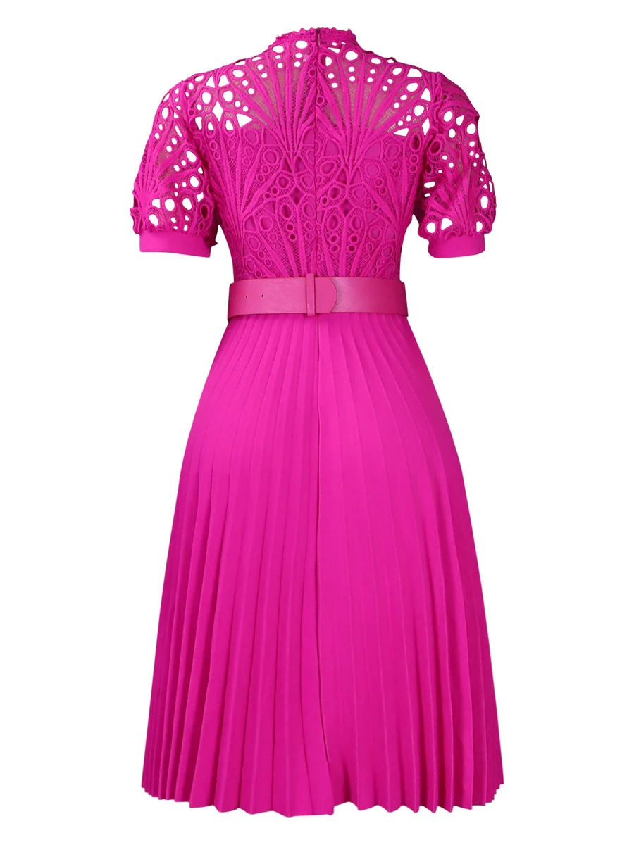 Short Sleeve Trim Lace Belts Mini&Short Dresses - Image 21